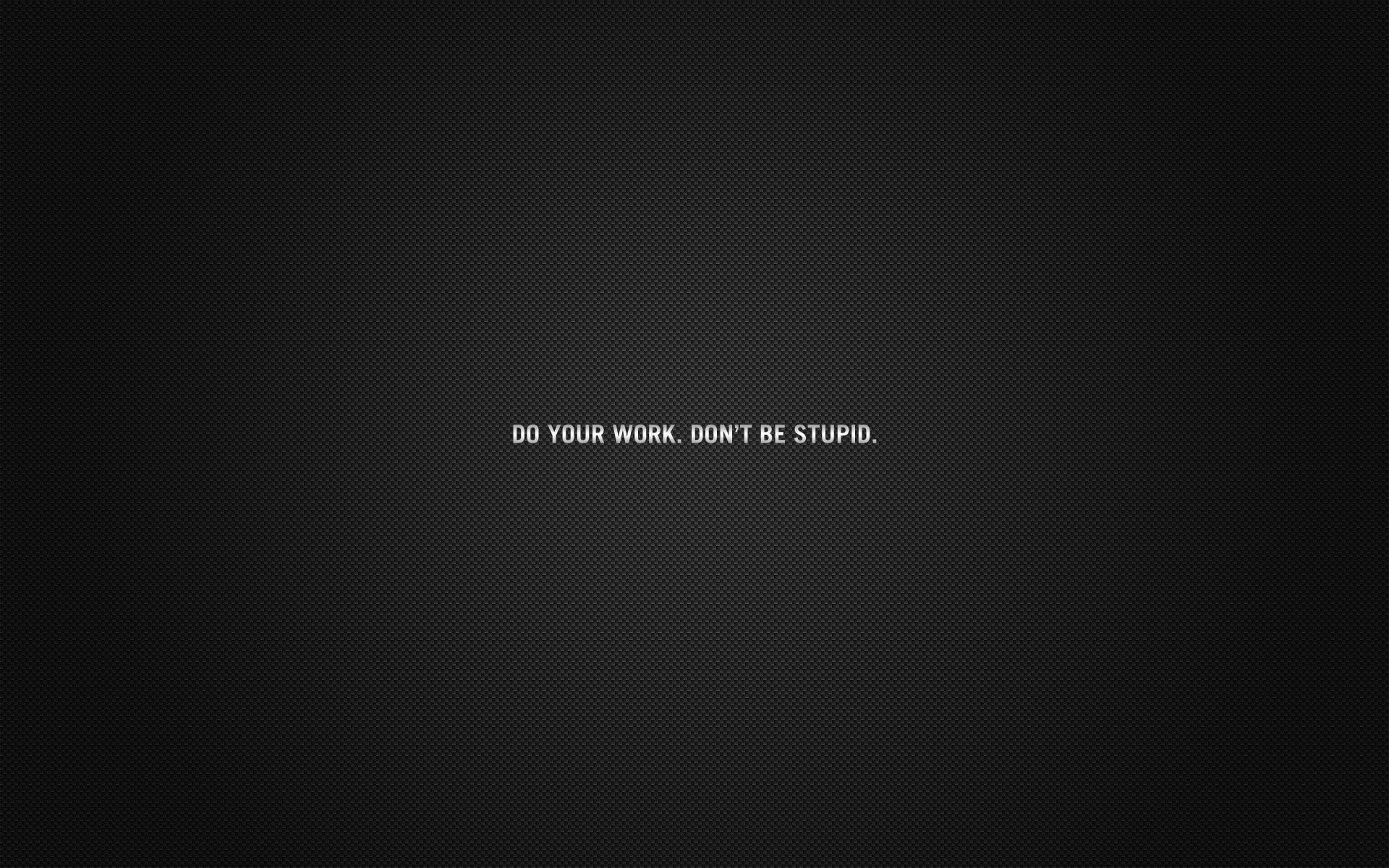 Do Your Work Don't Be Stupid Wallpaper
