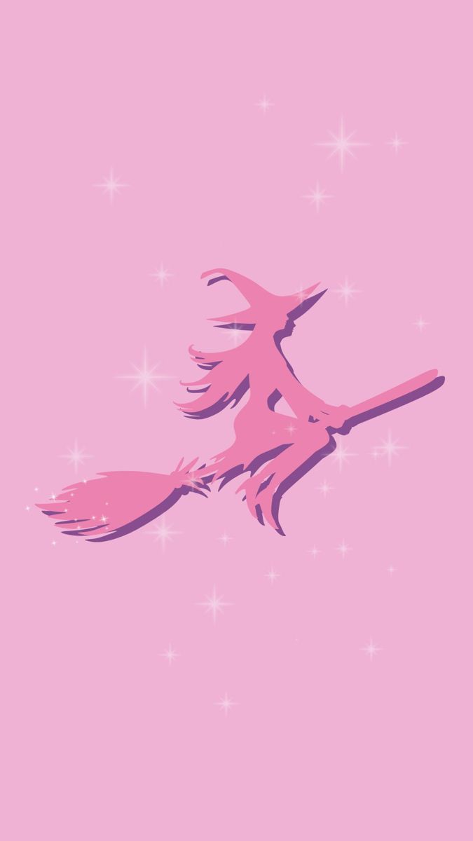 Pink witch Halloween phone wallpaper