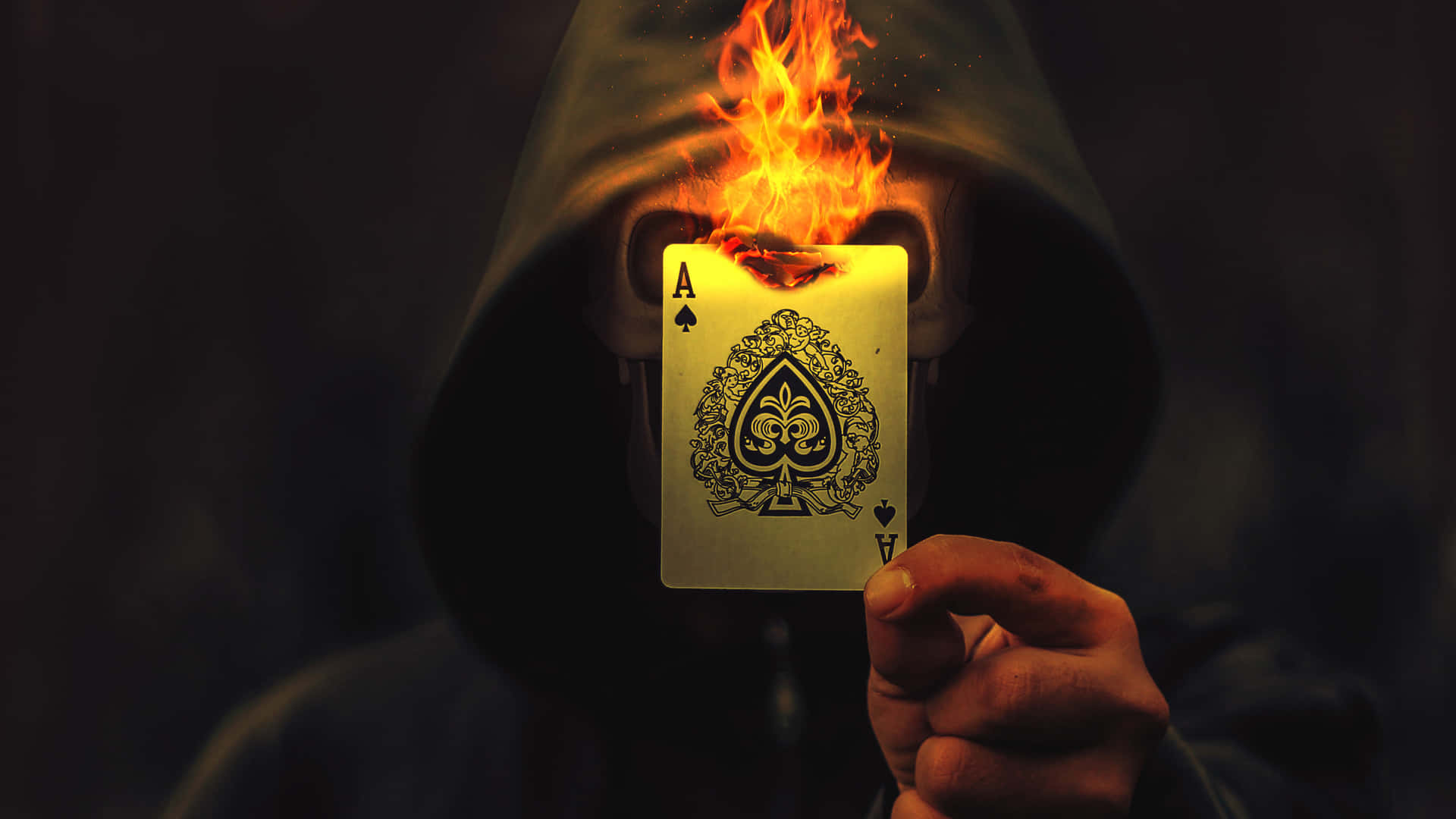Hoodie With Burning Card Picture