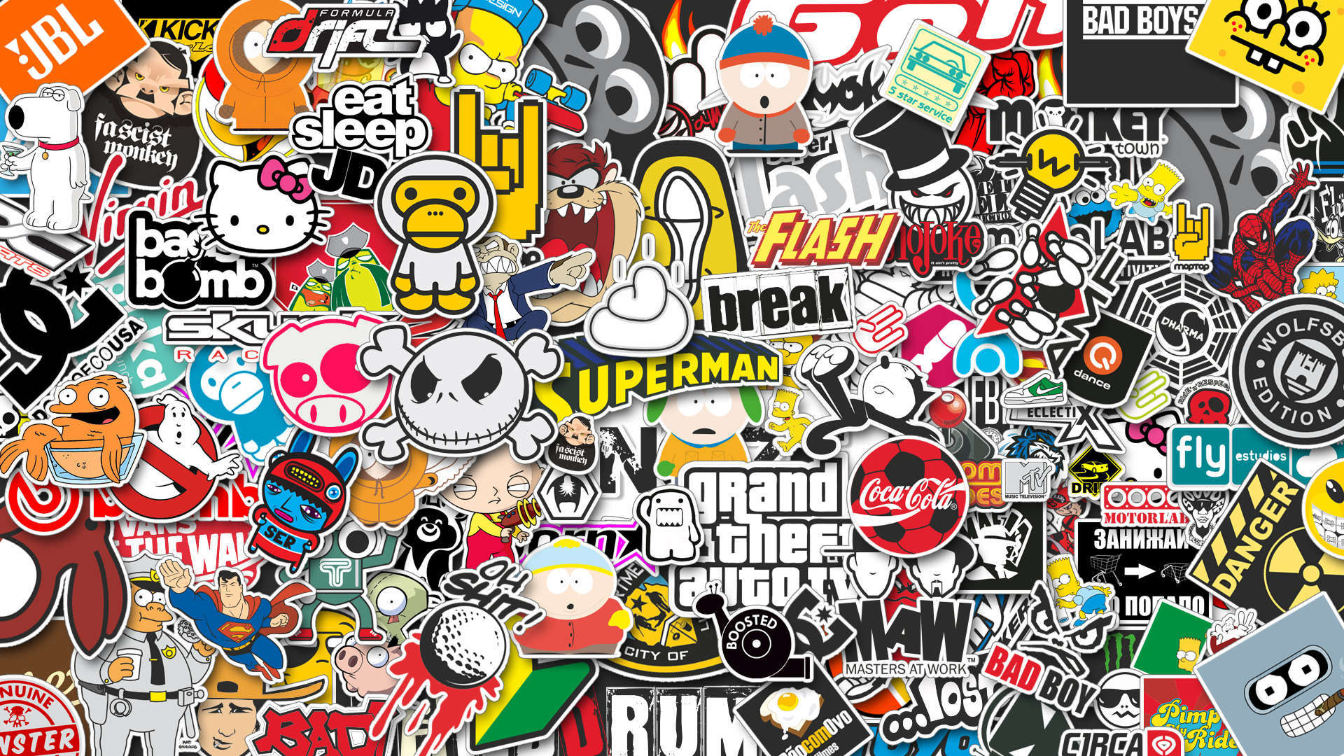 Vibrant JDM Sticker Bomb HD Wallpaper