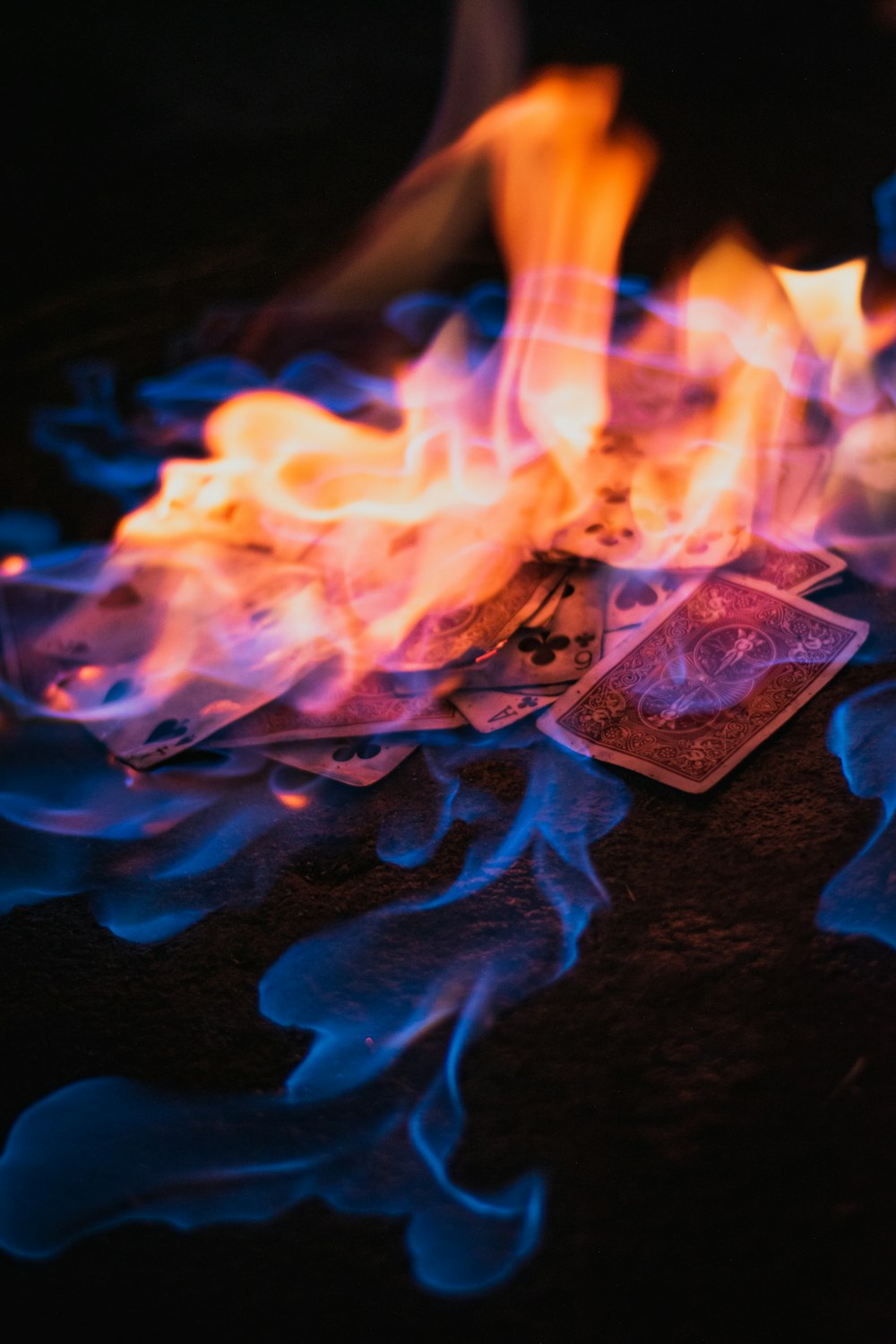 burning gaming cards photo