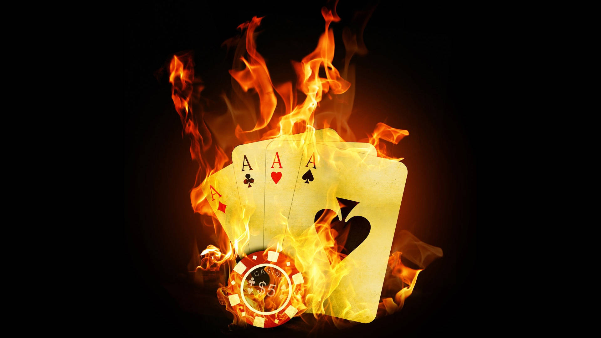 Download Poker Pieces Burning Wallpaper