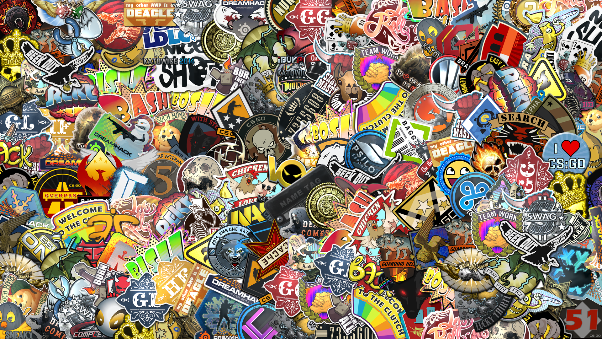 HD Sticker Collage Desktop Background