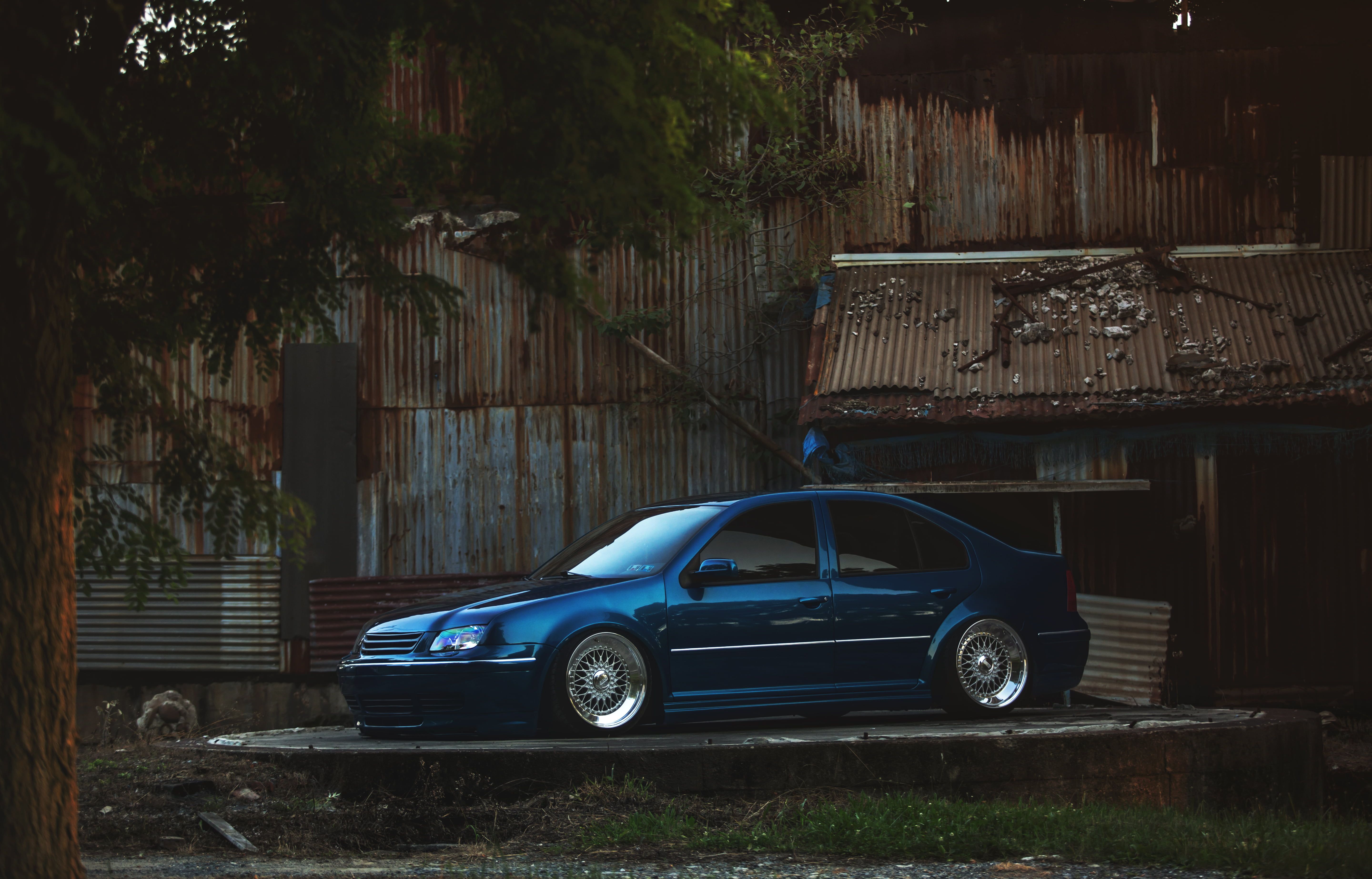 blue sedan, tuning, Volkswagen, MK4
