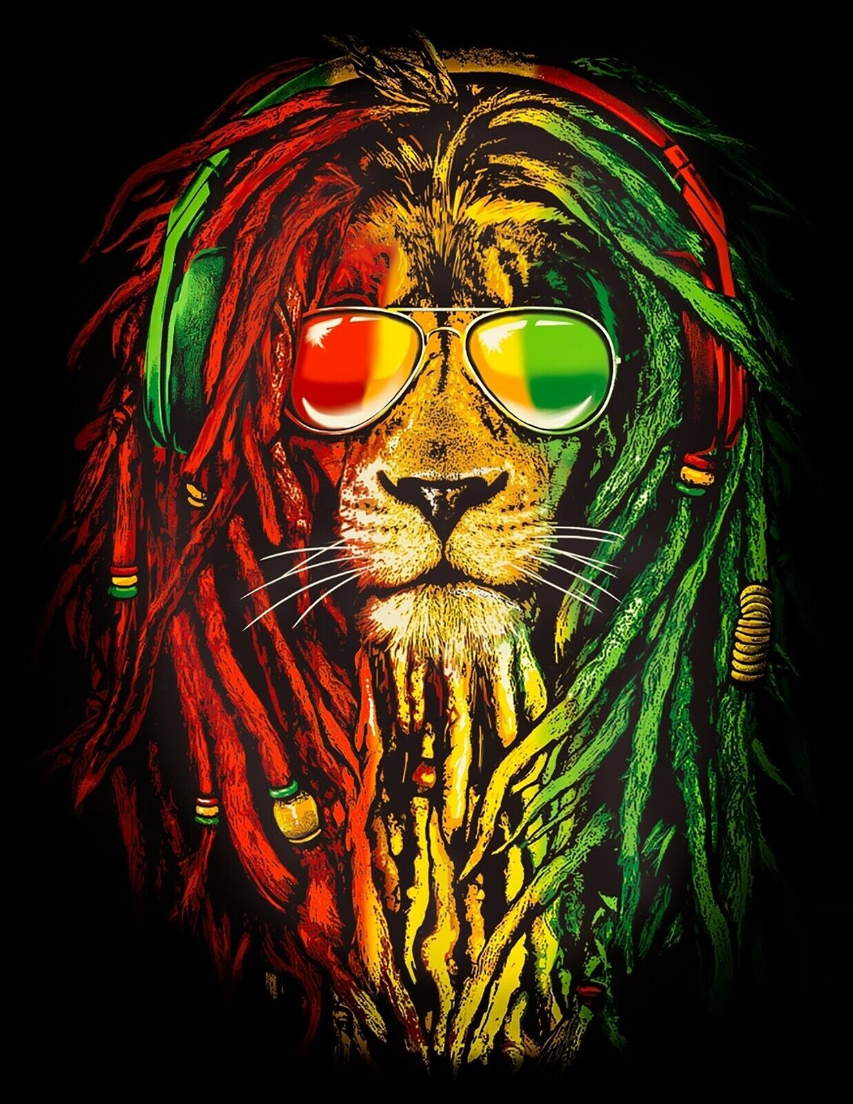 Bob Marley Rasta Lion Iron On Transfer