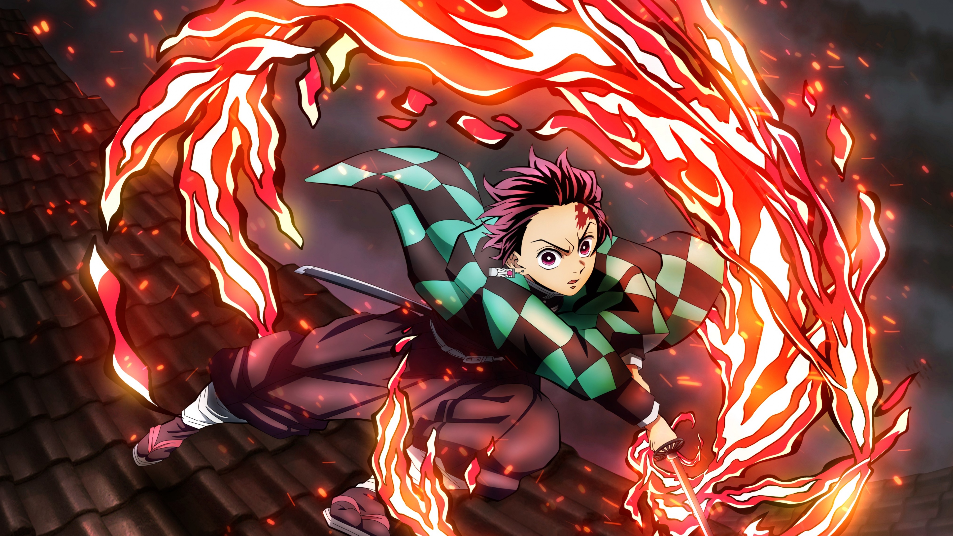 Tanjiro Kamado Wallpaper 4K, Hinokami