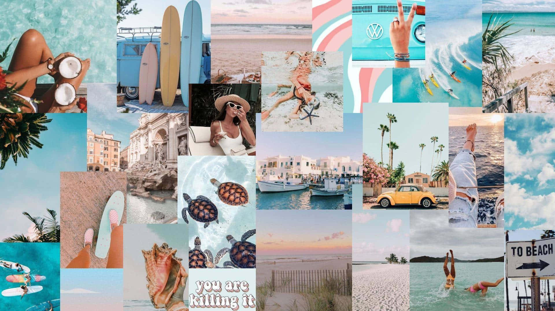 Download Preppy Beach Aesthetic Collage