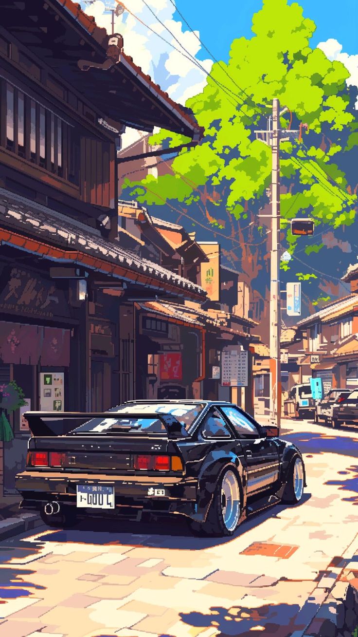 pixel art car wallpaper