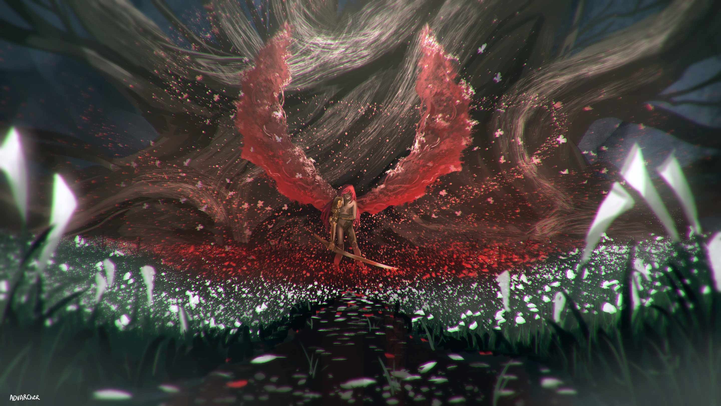 Wallpaper water, girl, flowers, fiction