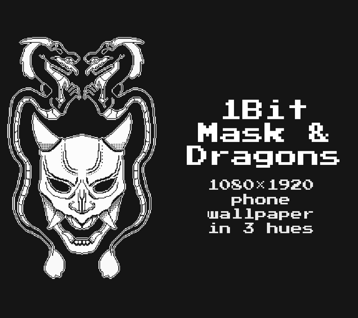 Oni Mask & Japanese Dragons Wallpaper