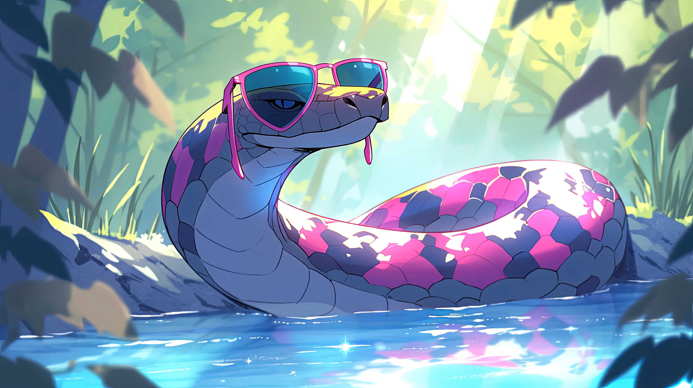 Cool Snake with Sunglasses HD Wallpaper