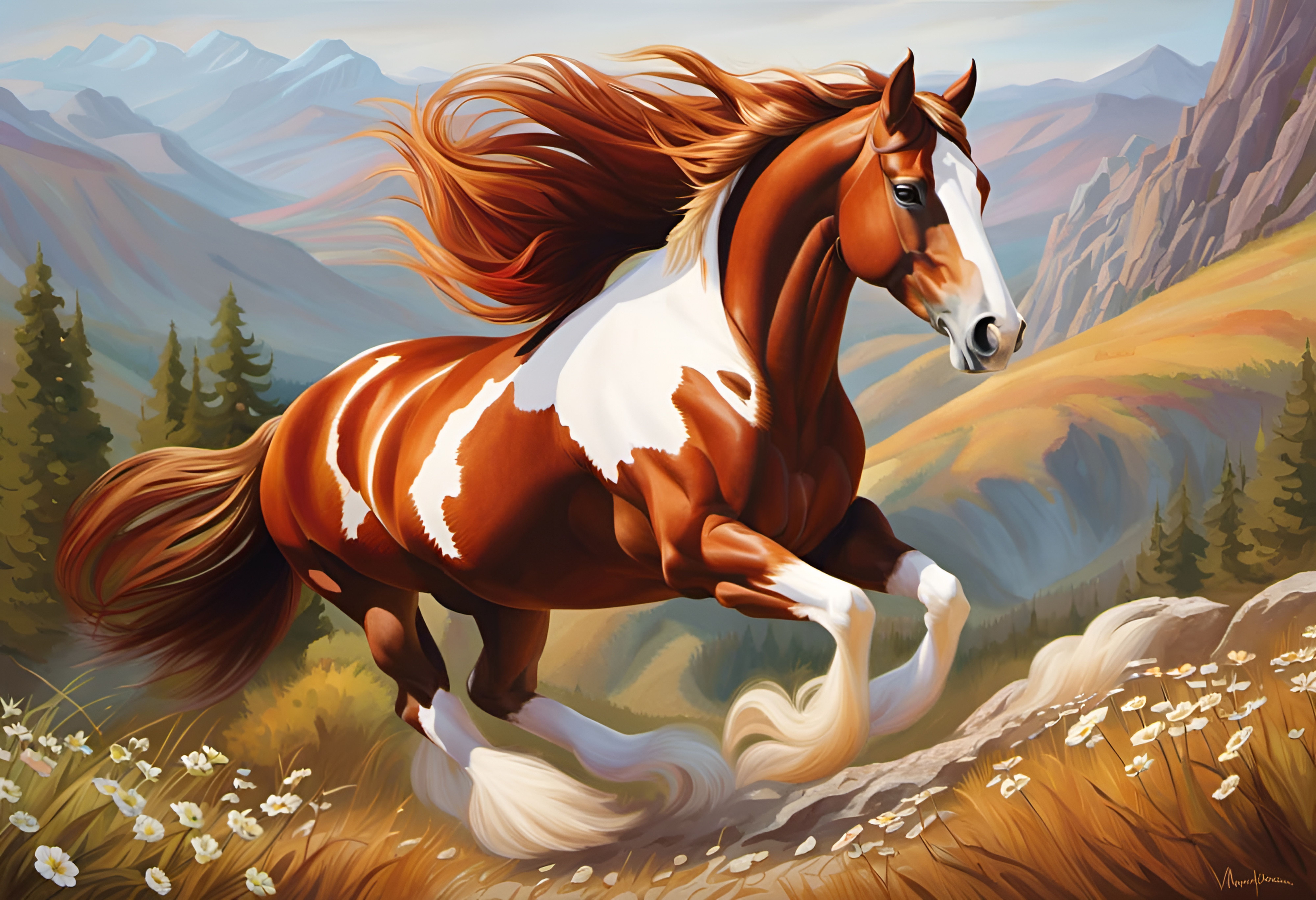 Clydesdale horse galloping