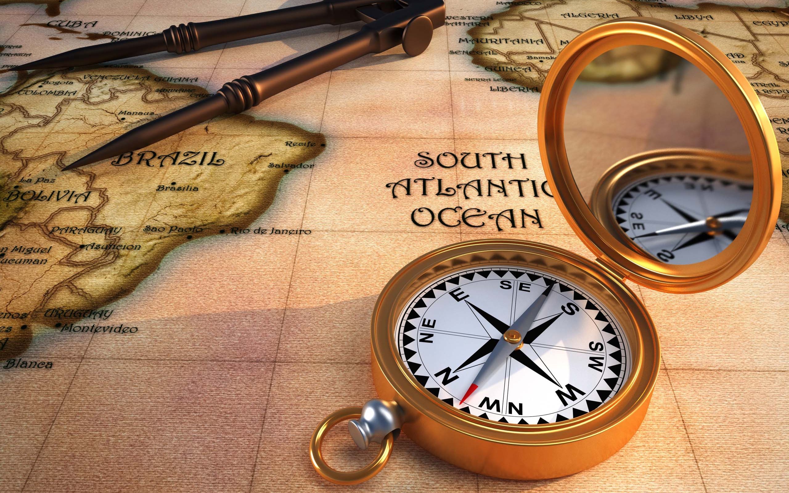 style, retro, Wallpaper, map, compass