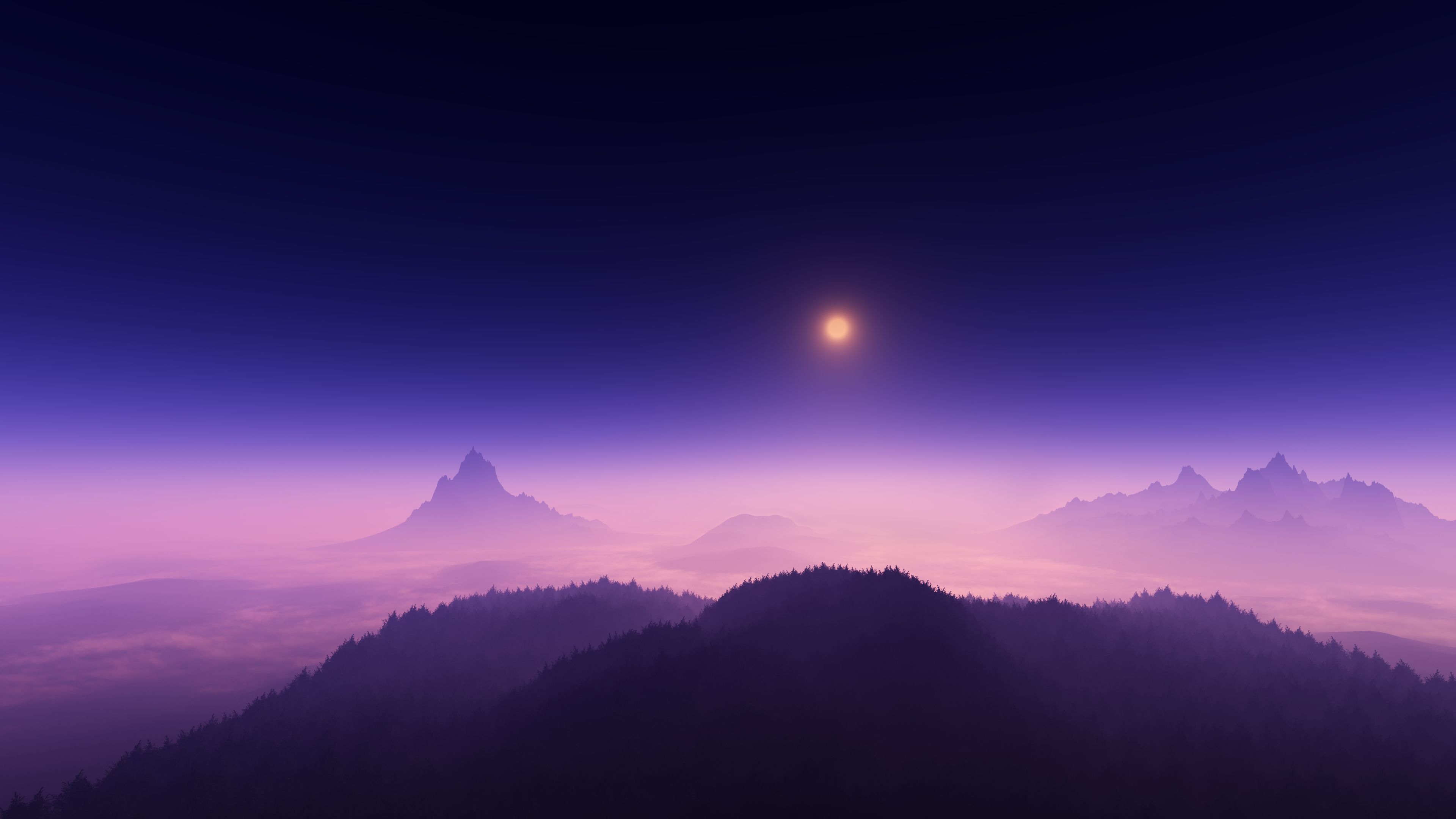 Moon light Wallpaper 4K, Foggy, Night