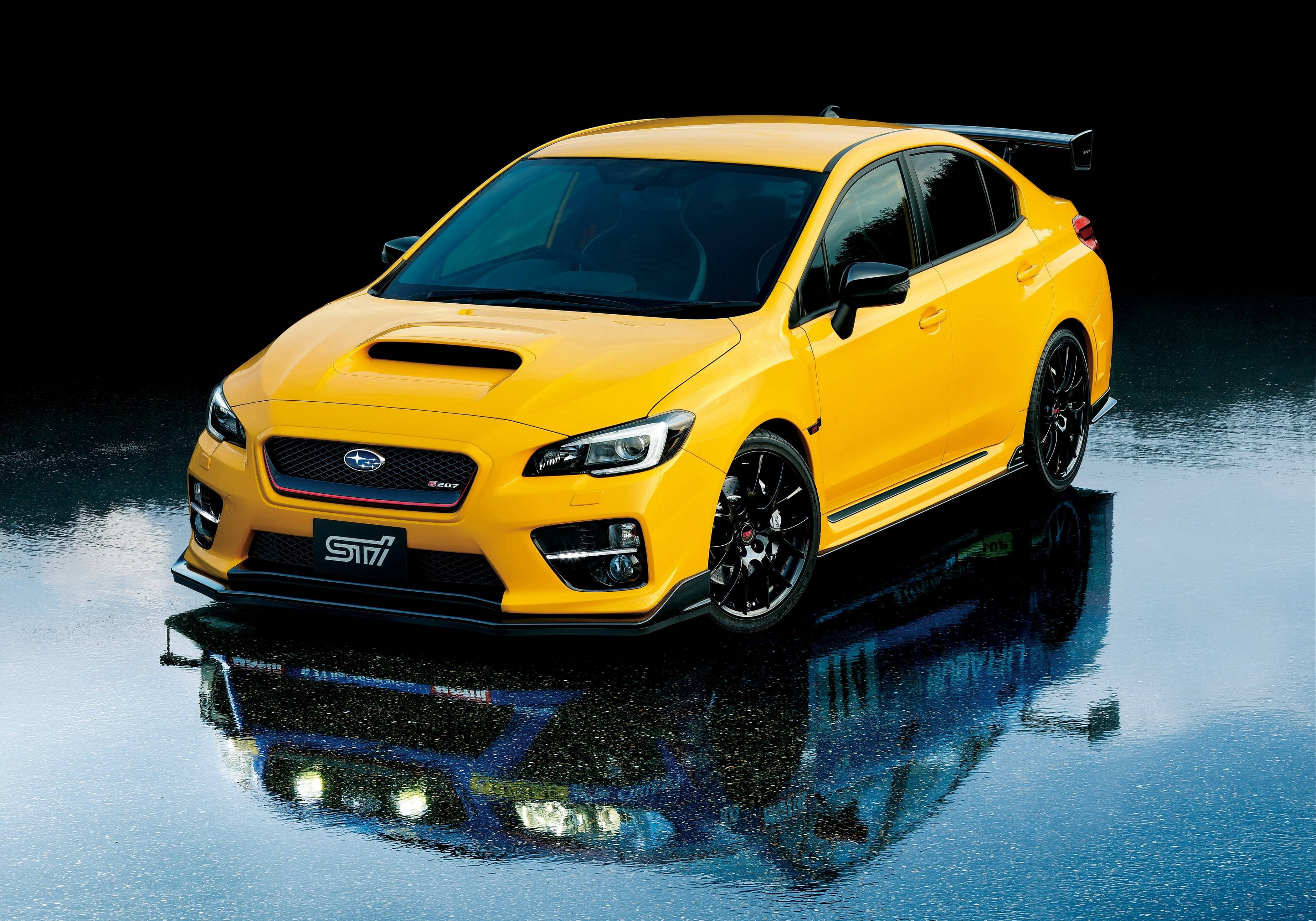 Yellow Subaru WRX STI 4K Wallpaper