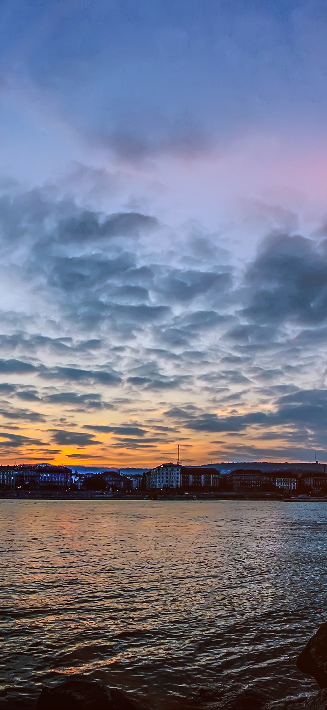 City River Lake Cloudy Sunset Flare