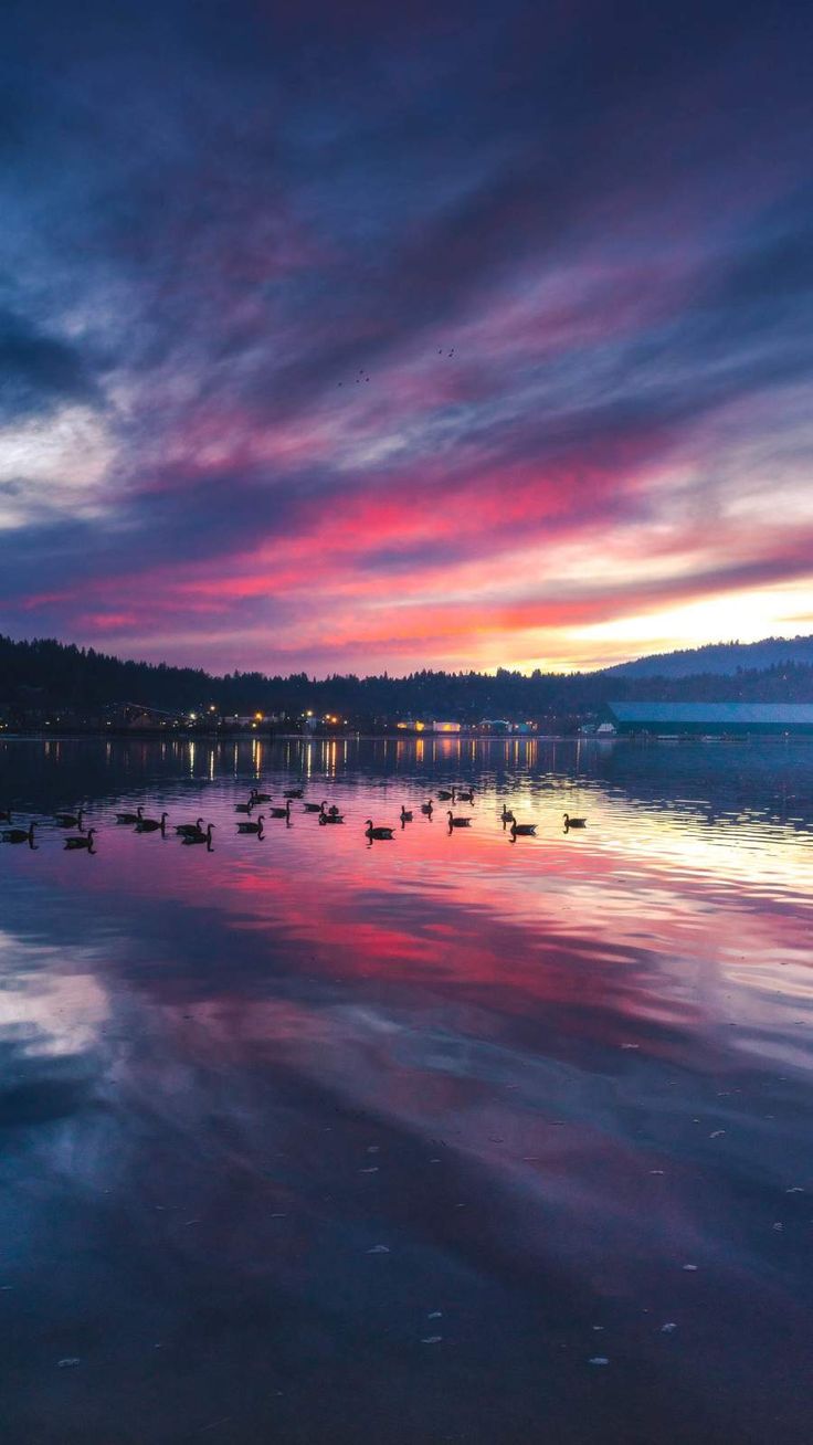 Reflection Lake Sunset iPhone Wallpaper