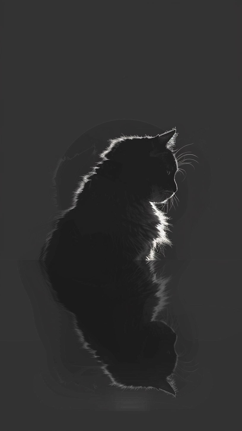 Charming AI black cat iPhone wallpaper