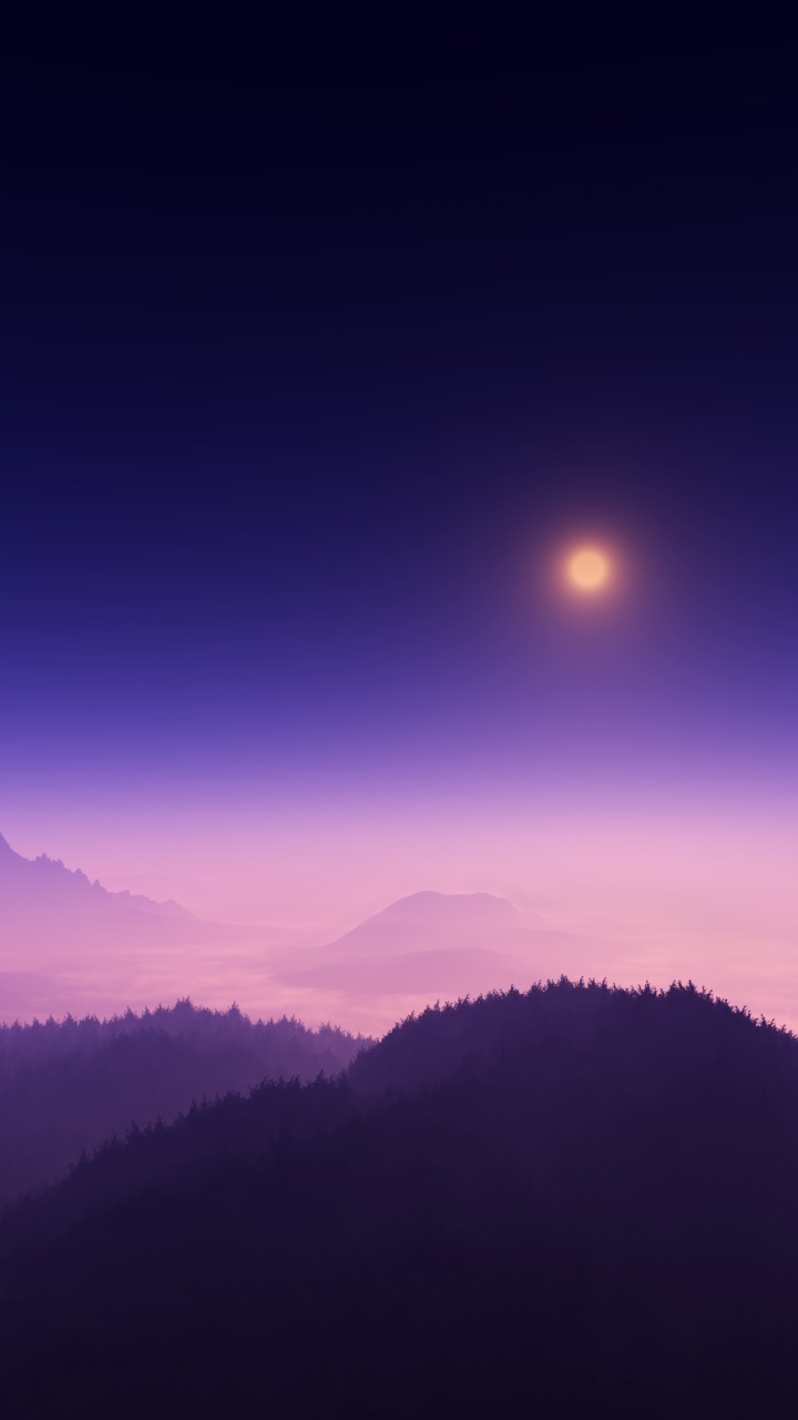 Moon light Wallpaper 4K, Foggy, Night