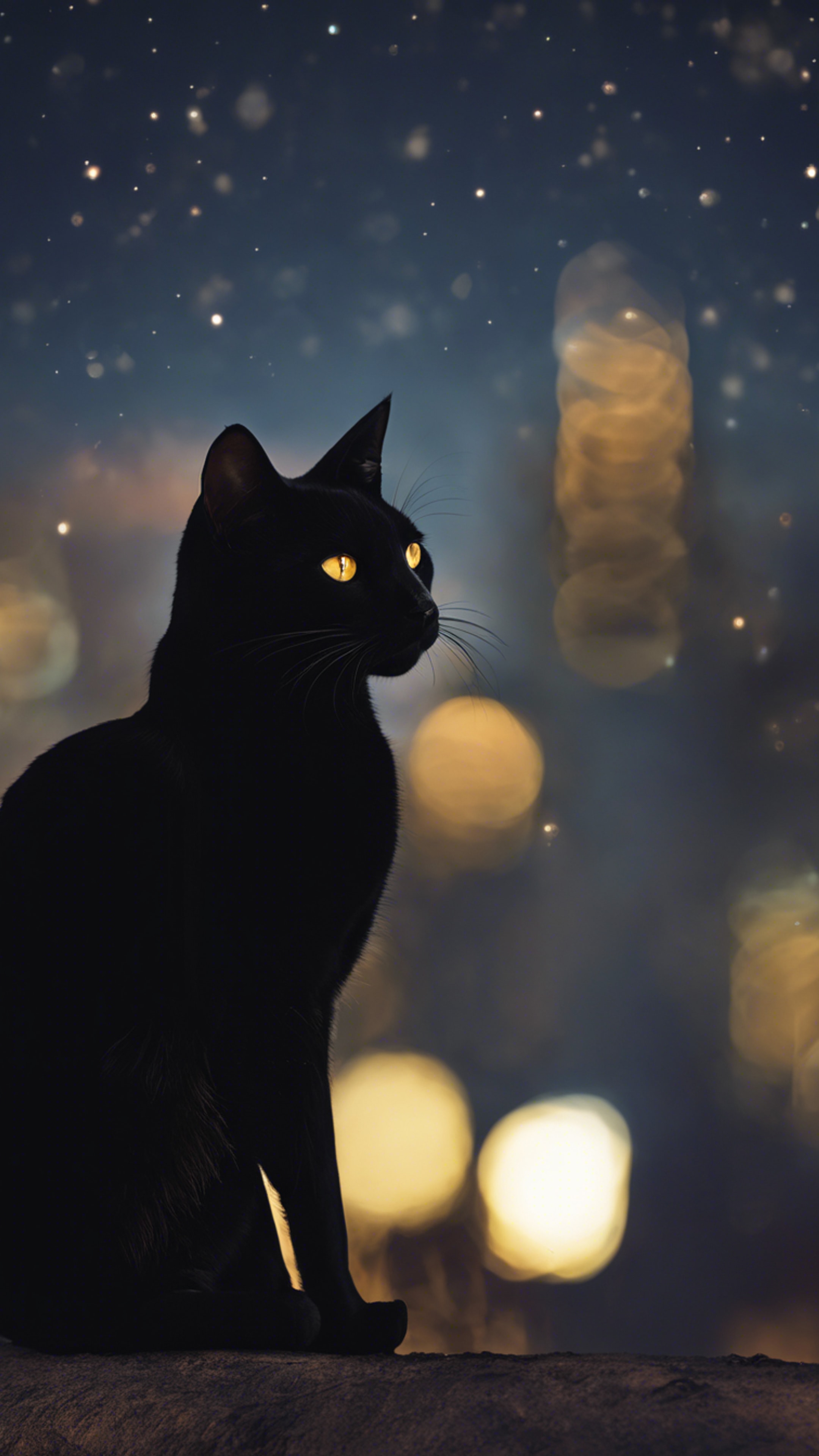 Bombay cat blending into the night sky
