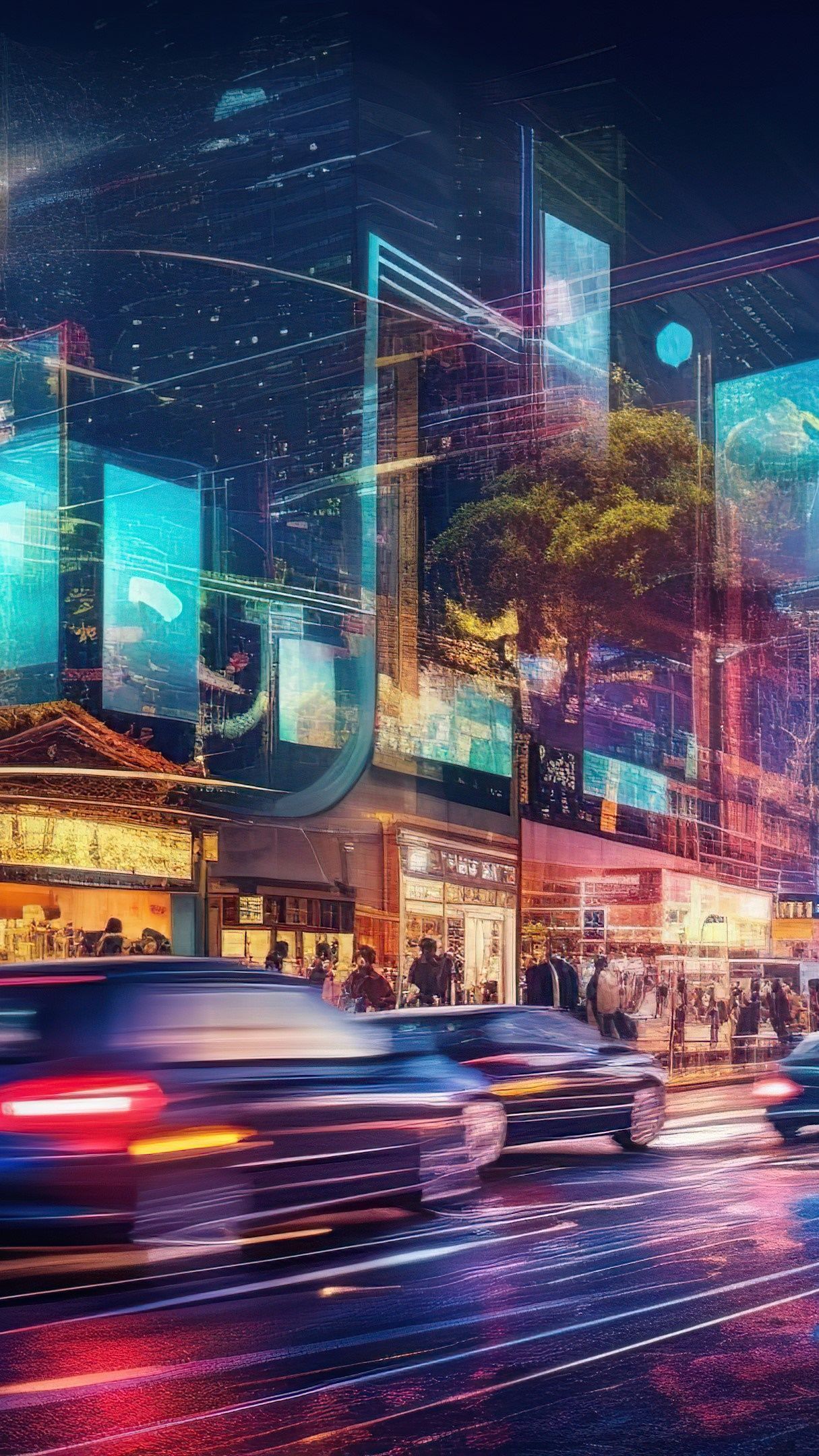 Futuristic City Lights at Night