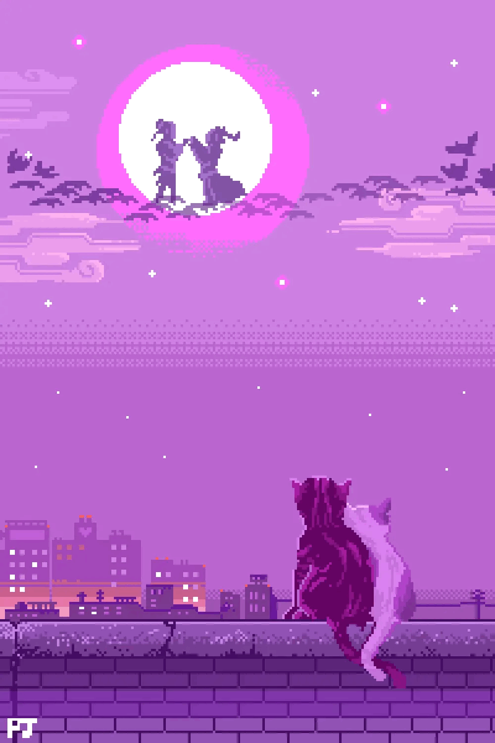 Cat Pixel Aesthetic Wallpaper