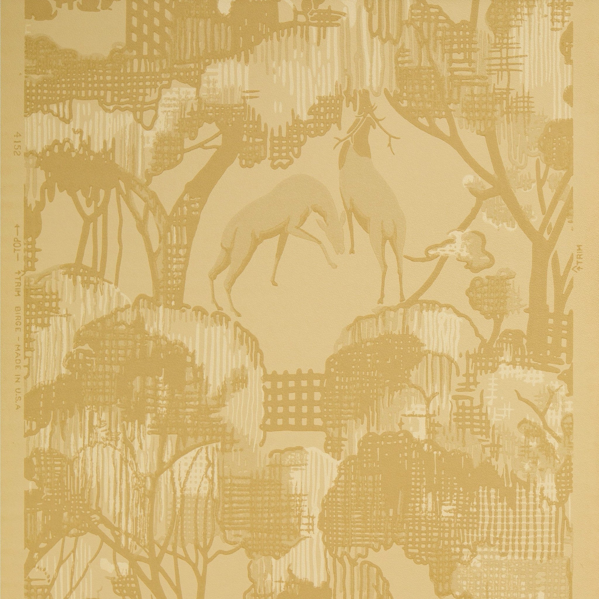 Abstract Forest Scene With Deer Birds