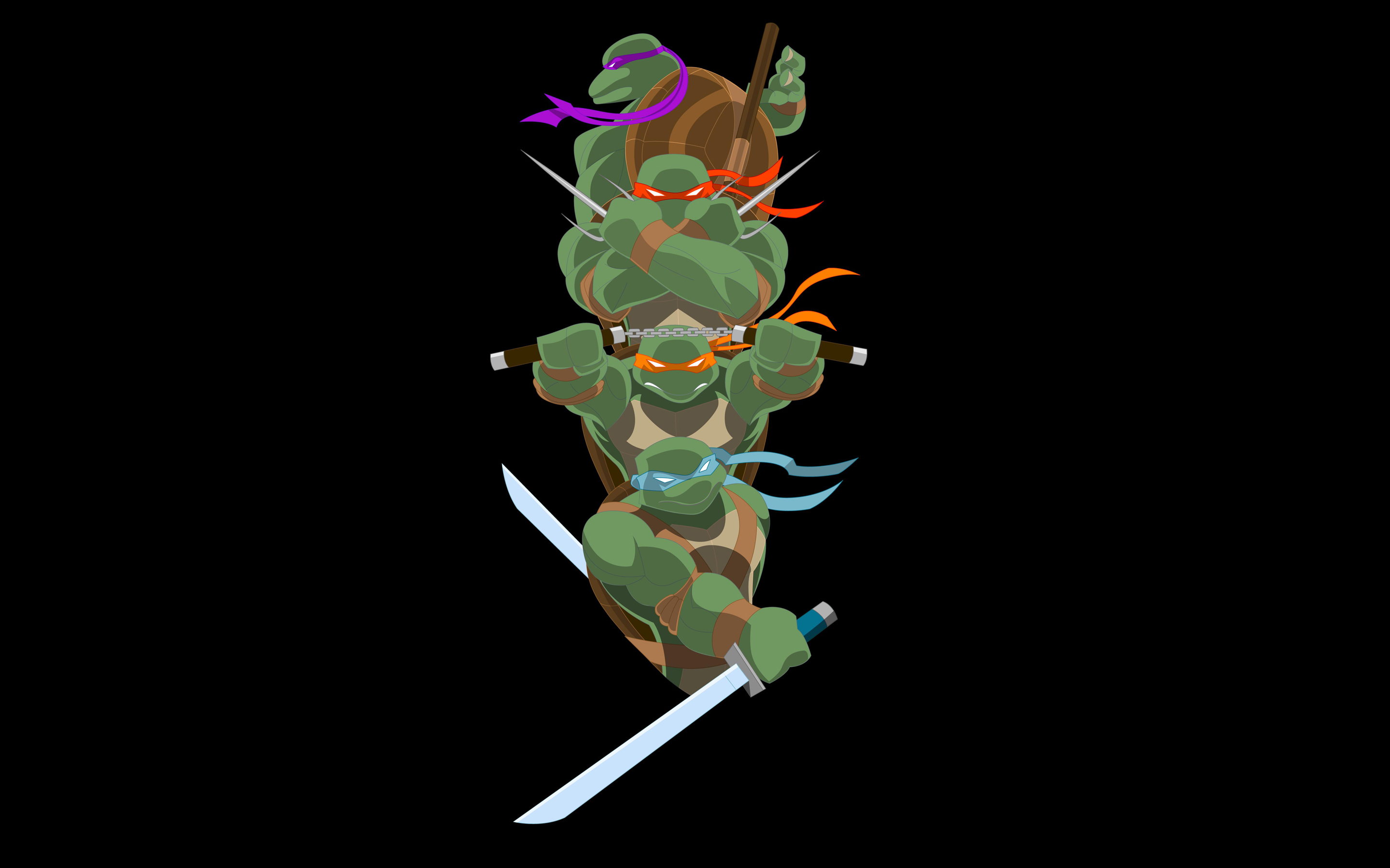 Wallpaper the dark background, minimalism, TMNT, Teenage Mutant Ninja Turtles, teenage mutant ninja turtles for mobile and desktop, section минимализм, resolution 2880x1800