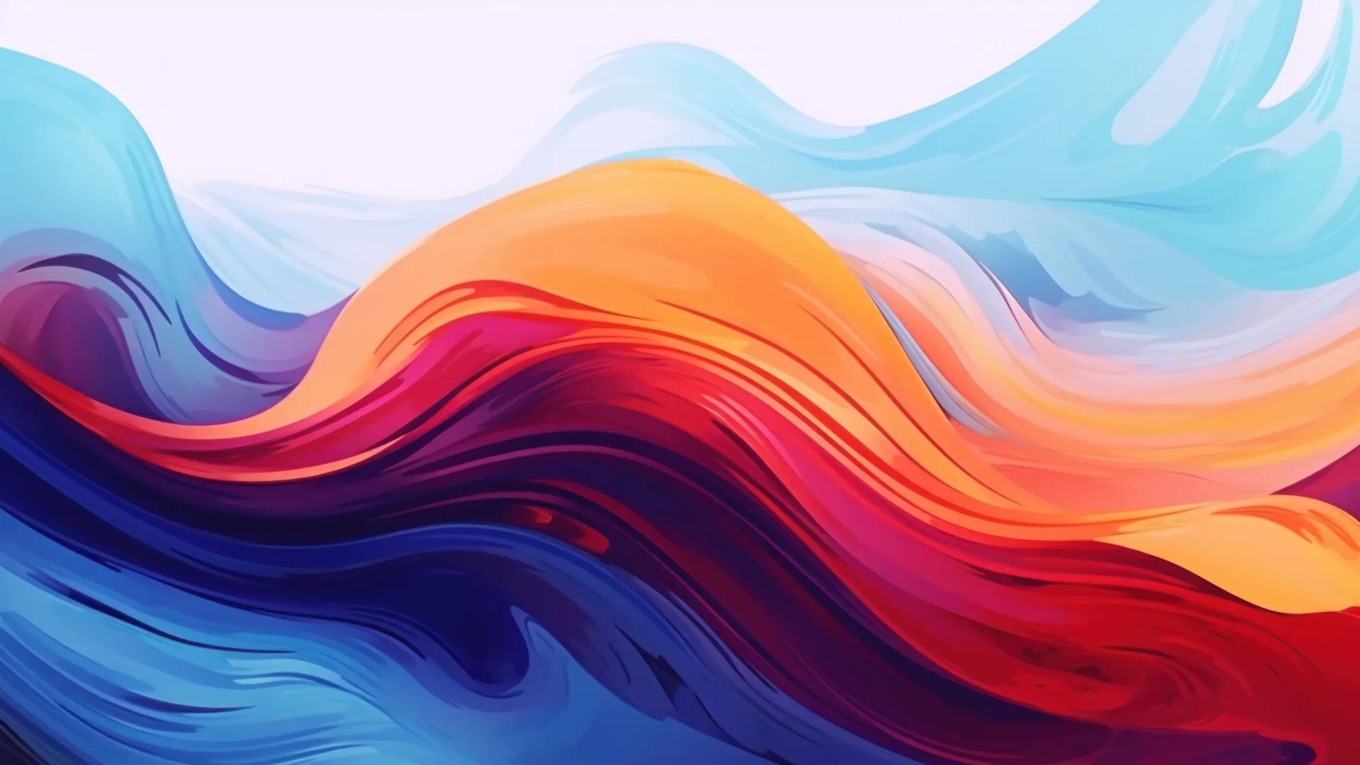 Abstract Orange Blue Waves Splash Illustration [1920x1080]