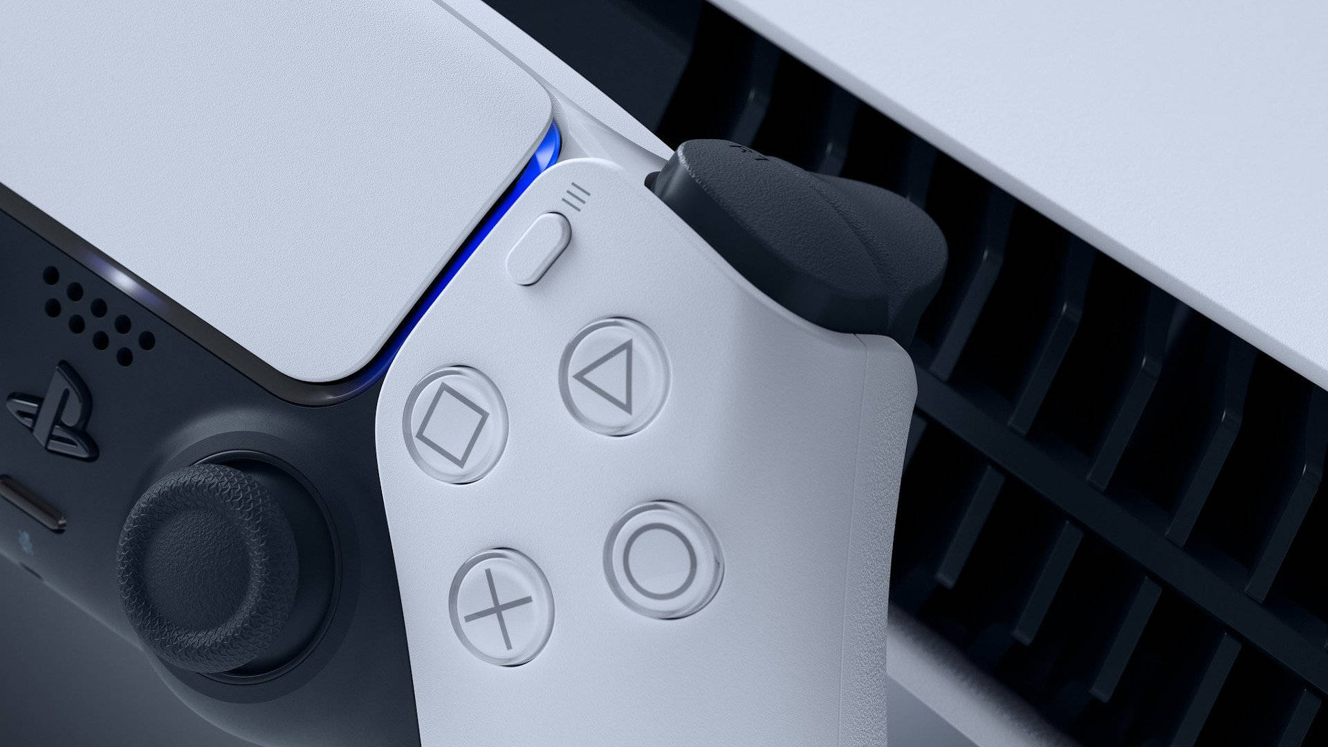 Sleek White PS5 Controller Wallpaper