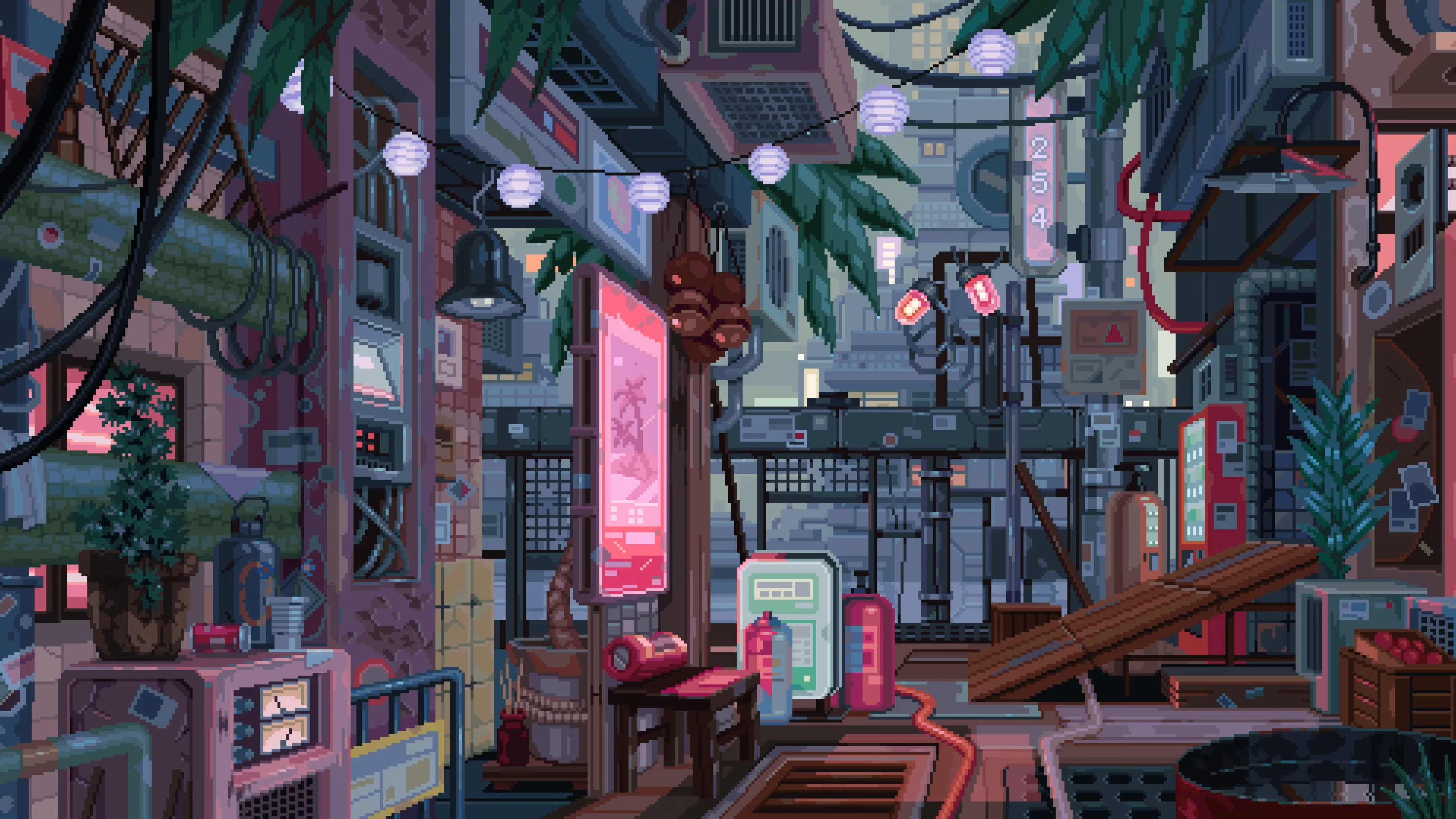 Pixel City Art Wallpaper
