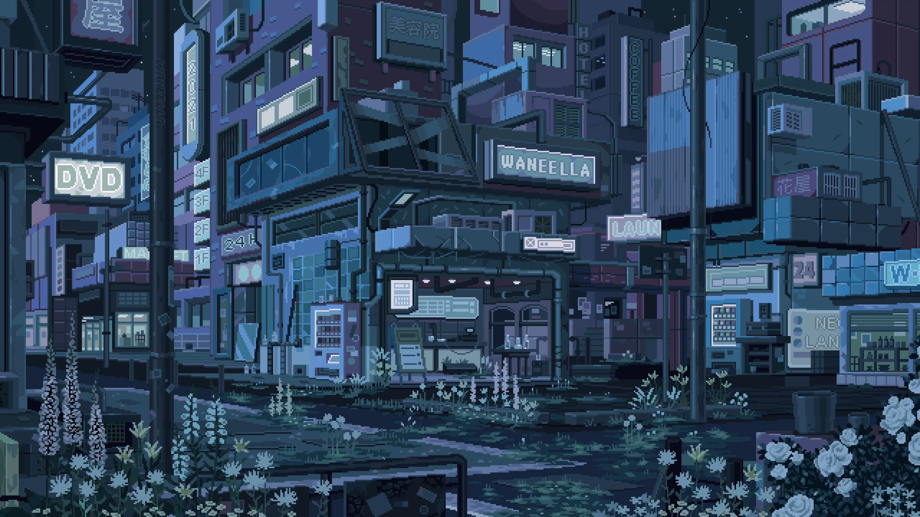 Pixel City Art Wallpaper