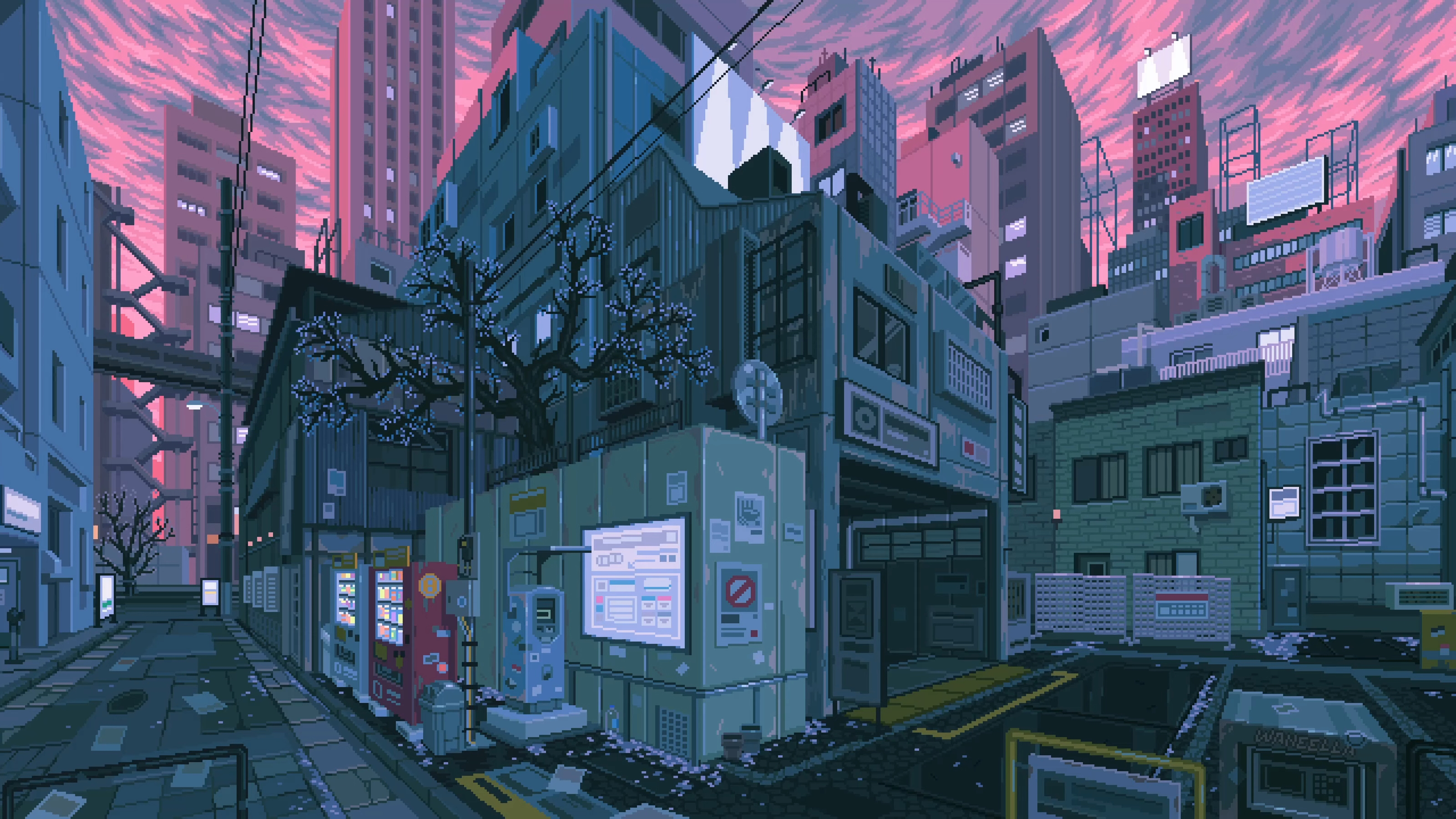 Waneella Pixel Art City Wallpaper