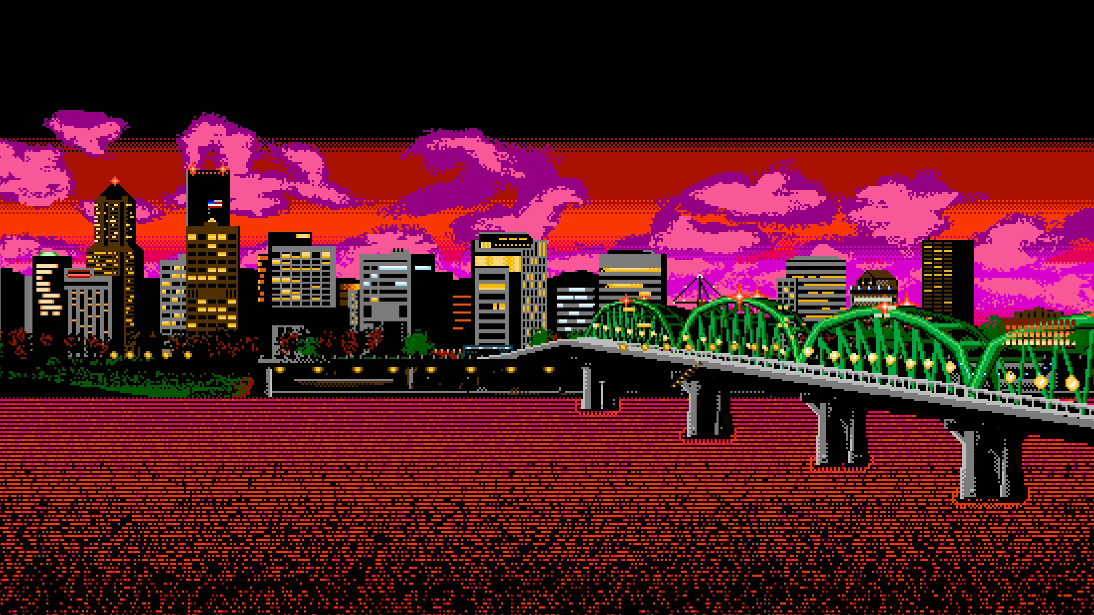 Pixel City Art Wallpaper