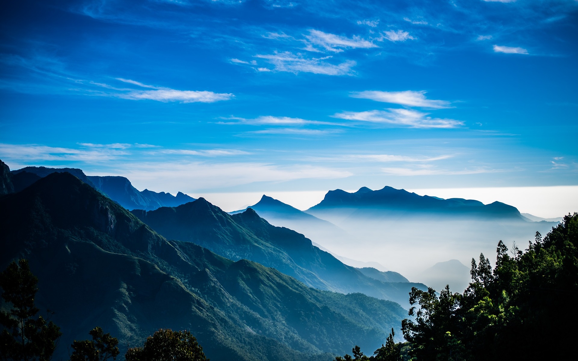 Wallpaper 4K, Hills, Sunrise, Foggy