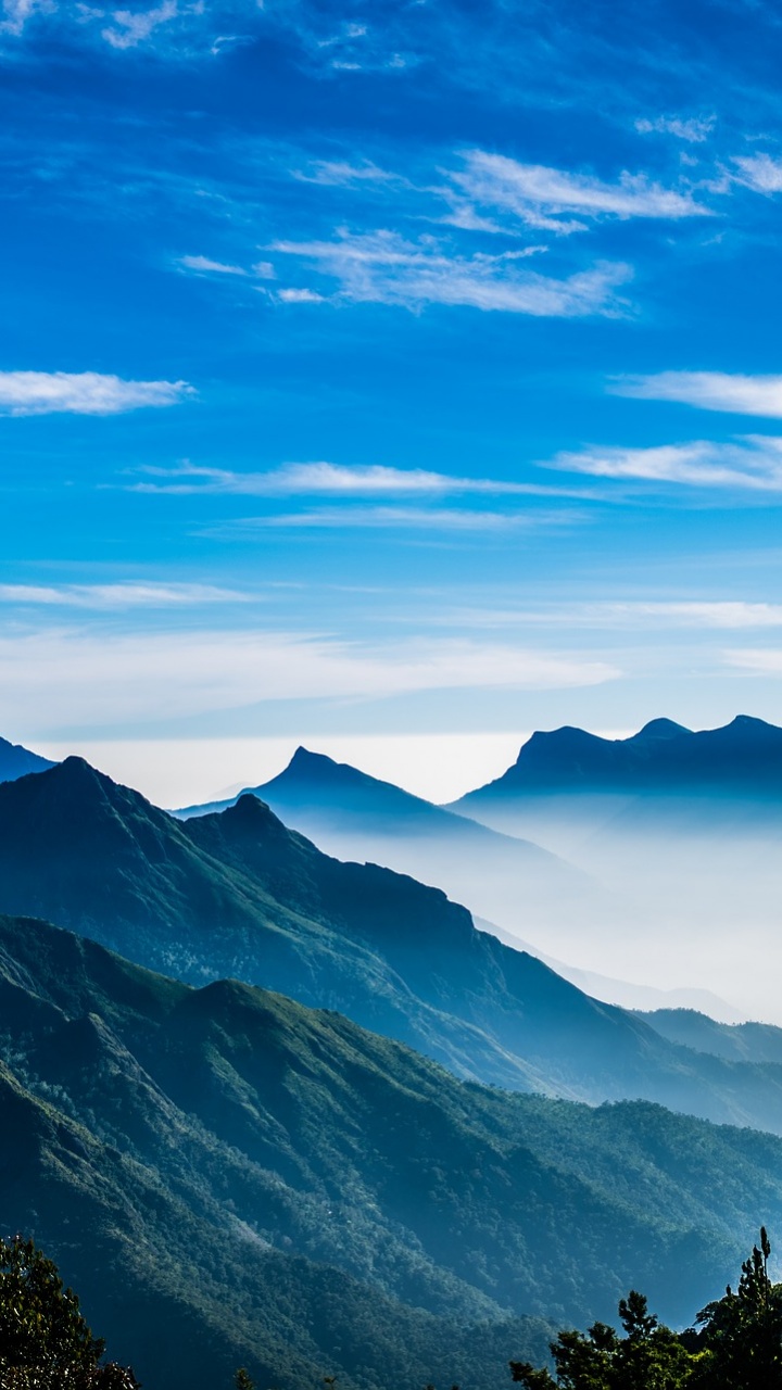 Wallpaper 4K, Hills, Sunrise, Foggy