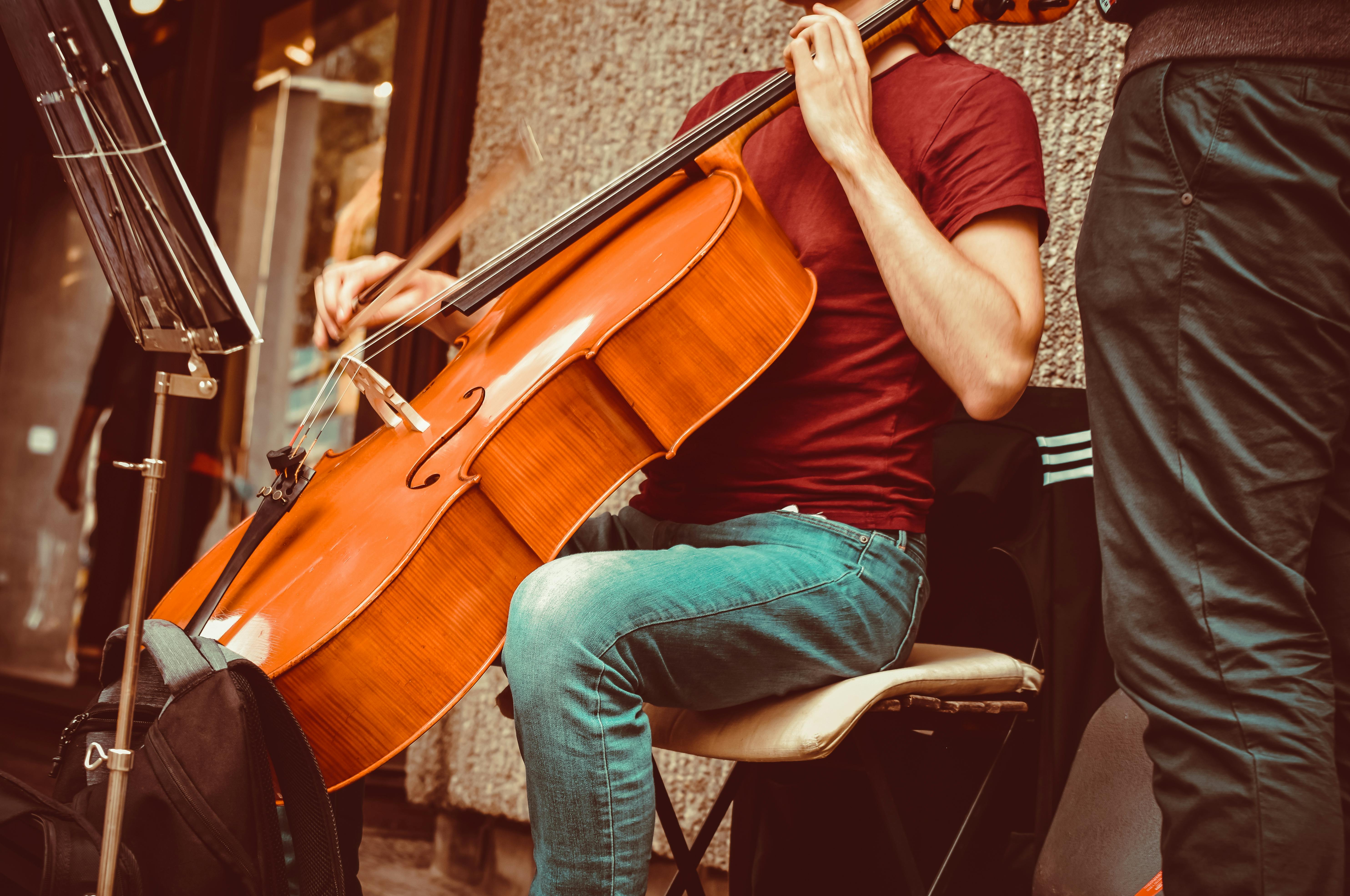 Person Playing Brown Cello · Free Stock