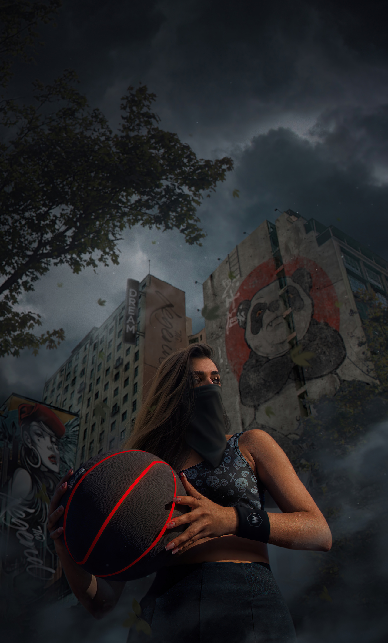 Girl With Basketball In Hand