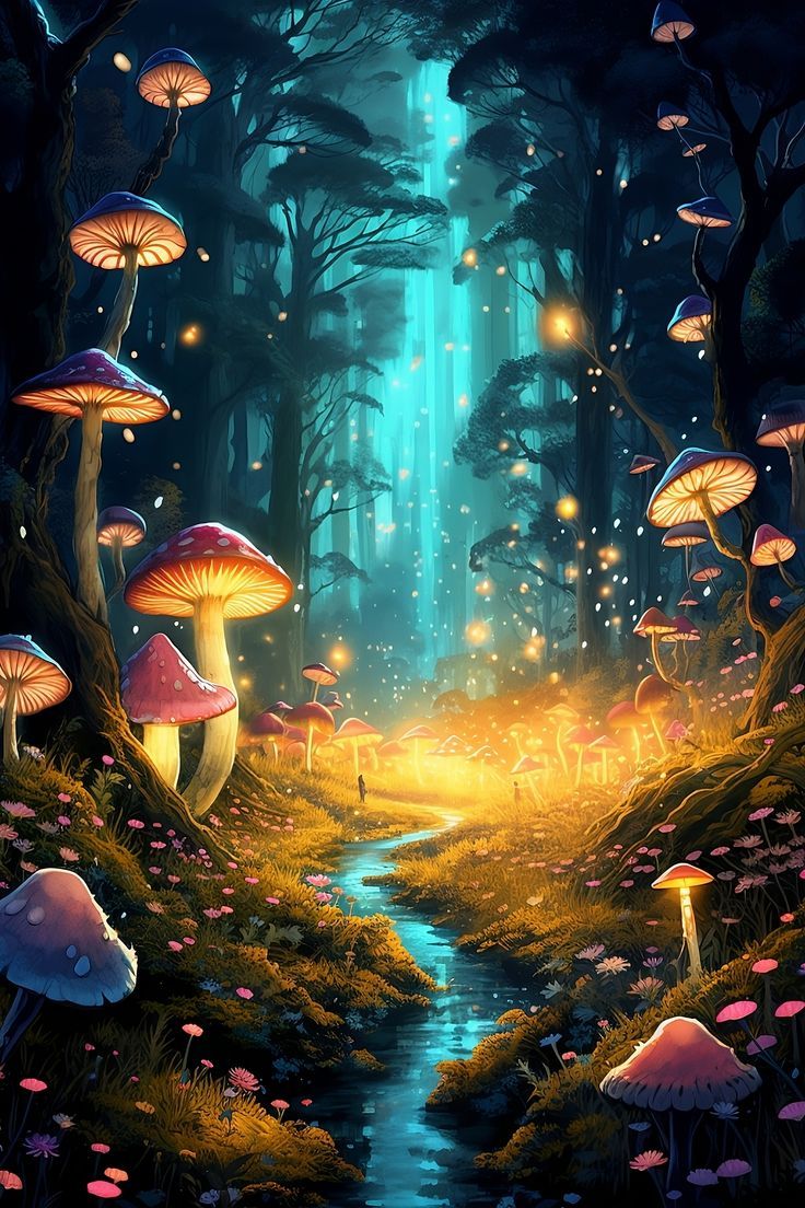 Mushroom Forest iPhone Wallpaper HD