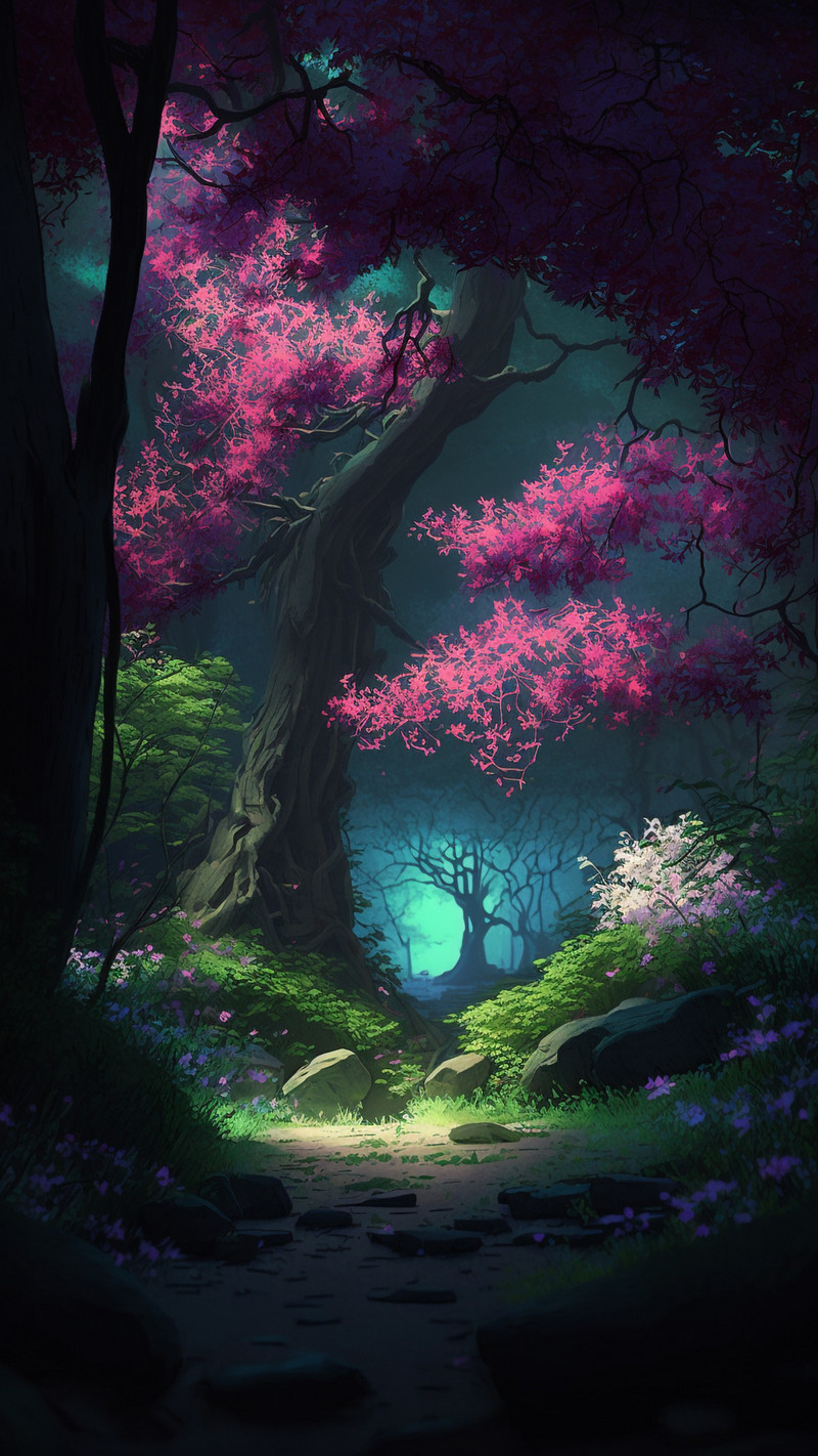 Fantasy Forest Background Flowers