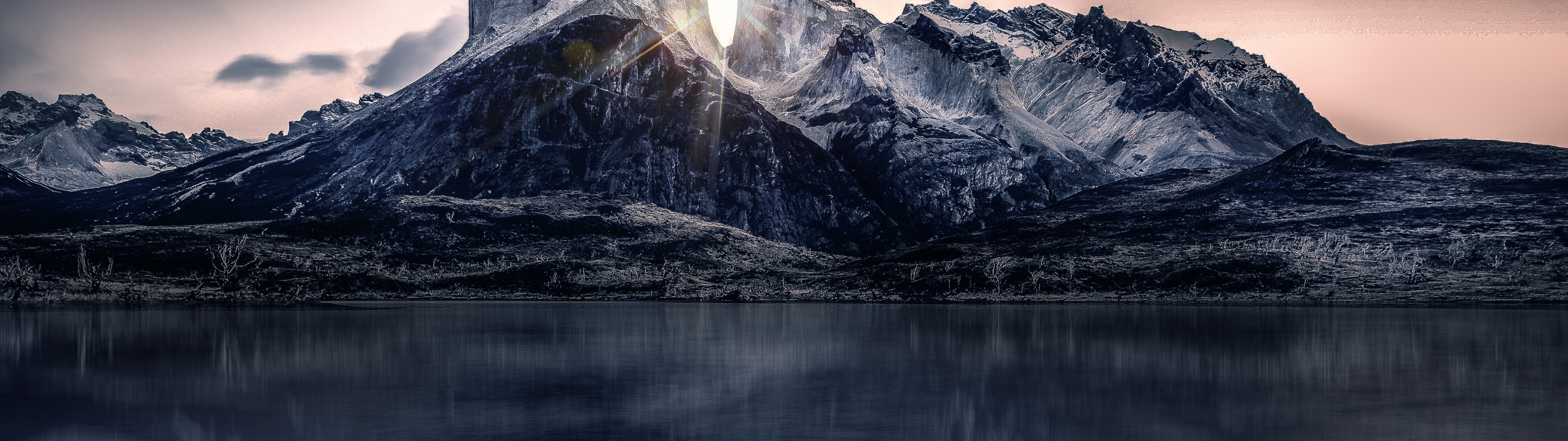 Mountain Wallpaper 4K, Sunlight, Lake