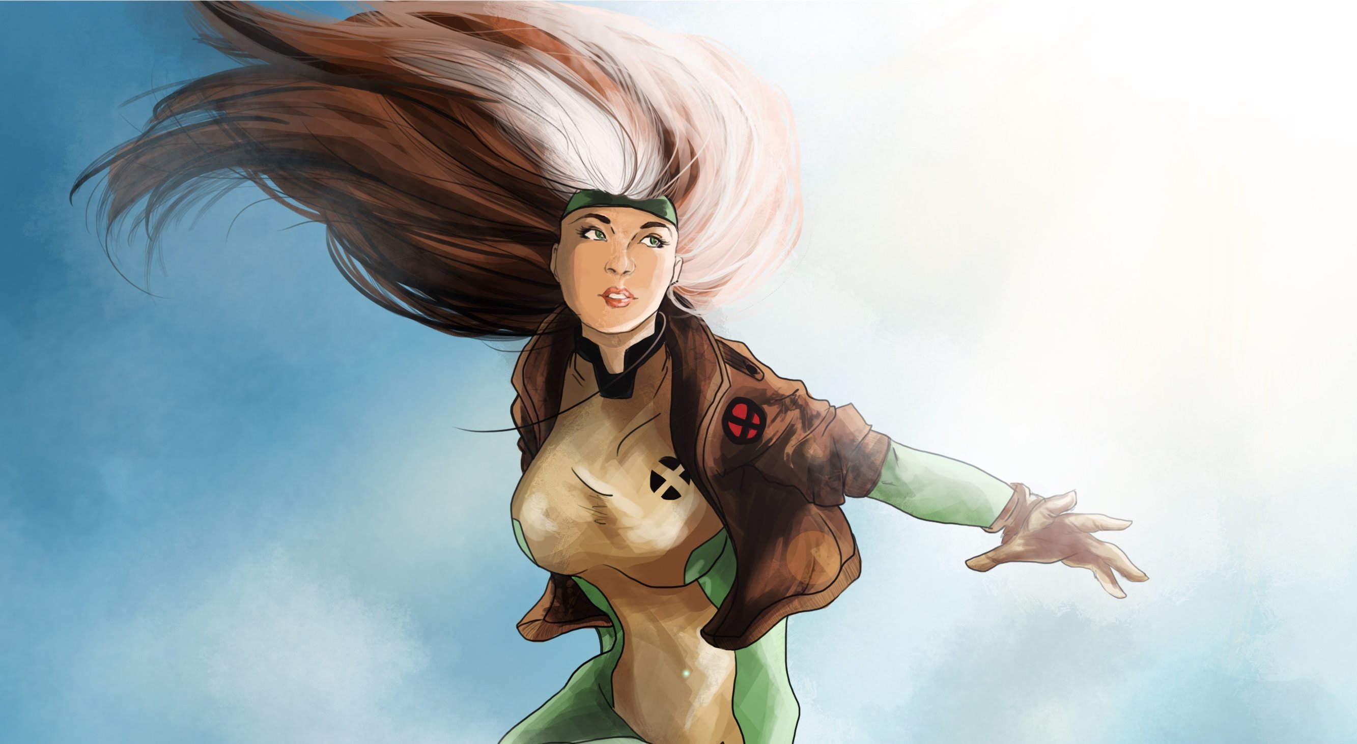 Wallpaper the sky, flight, hair, art