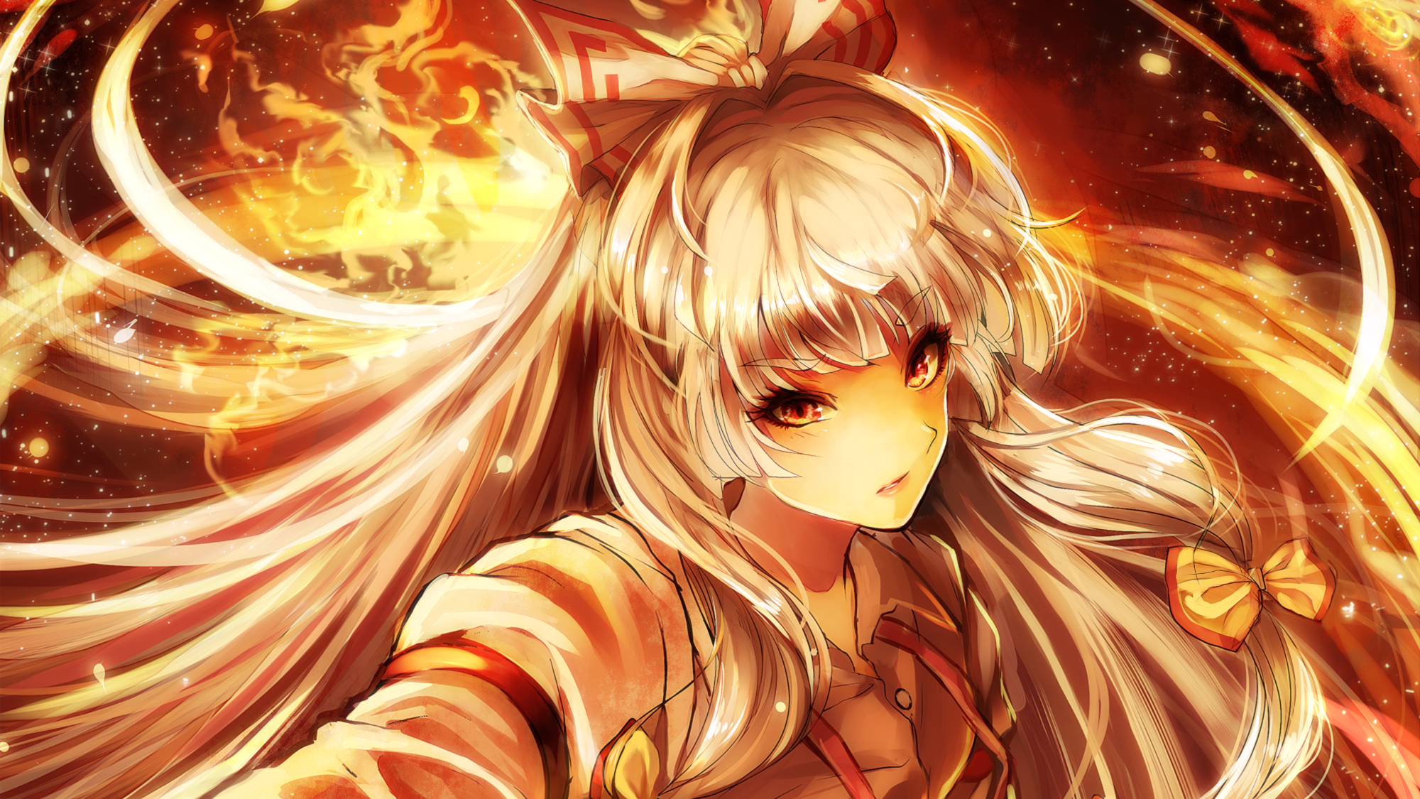 Fujiwara No Mokou Anime Touhou HD Wallpaper