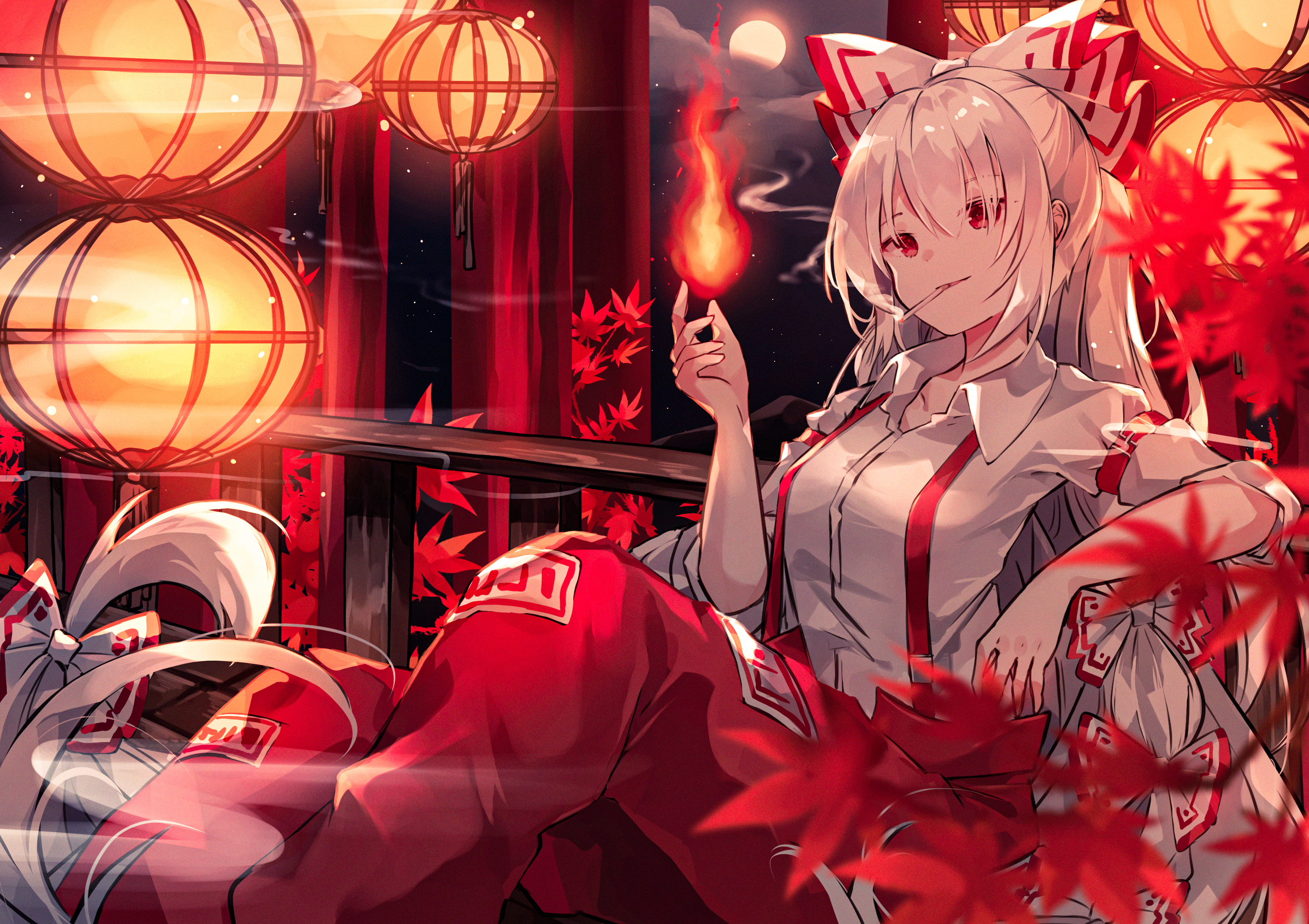 Anime Anime Girls Touhou Fujiwara No
