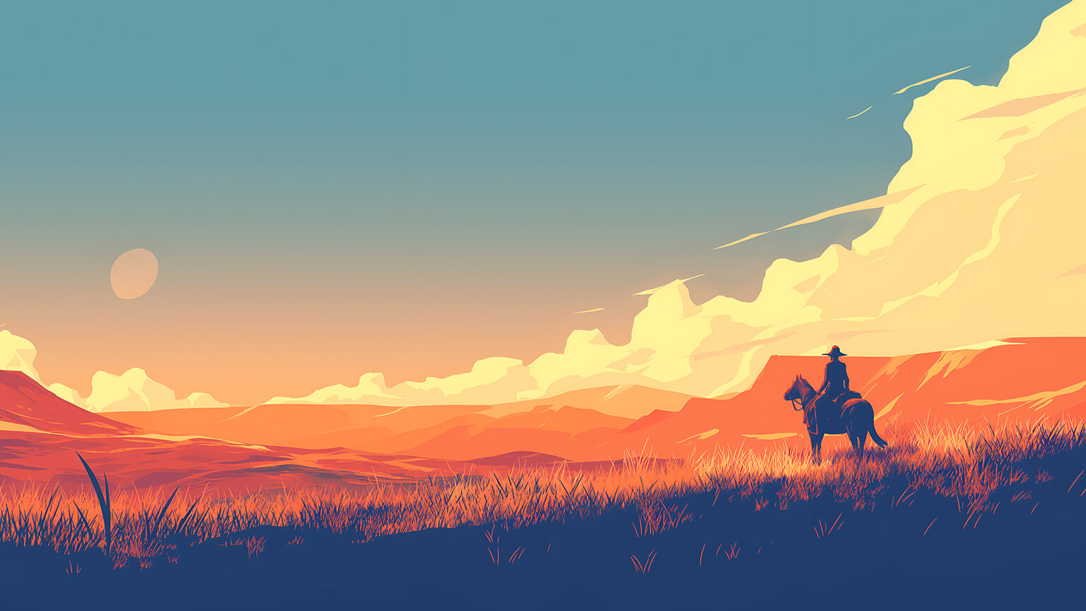 Free Man on Horse Western Minimalist