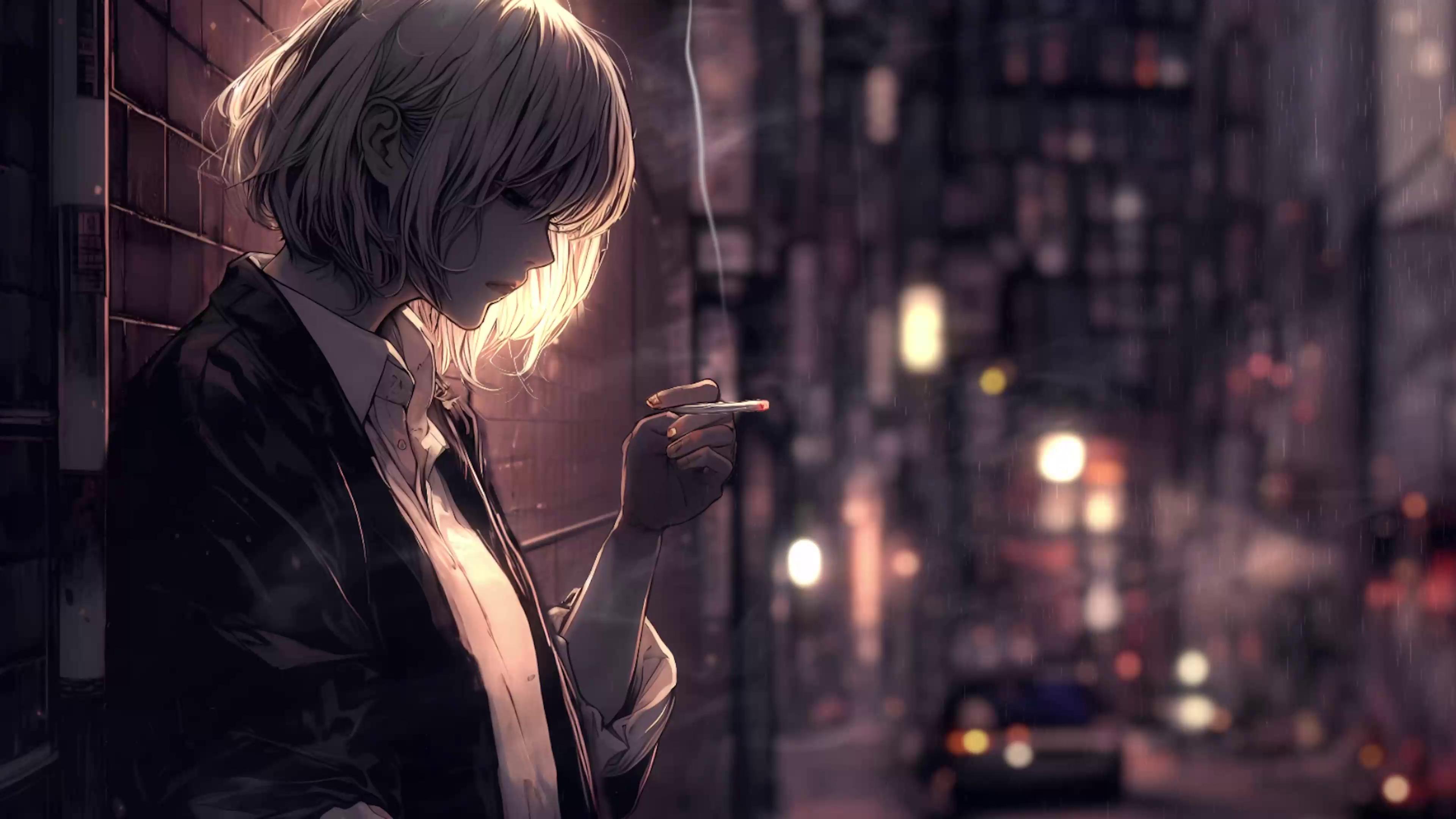 Anime Girl Smoking Live Wallpaper