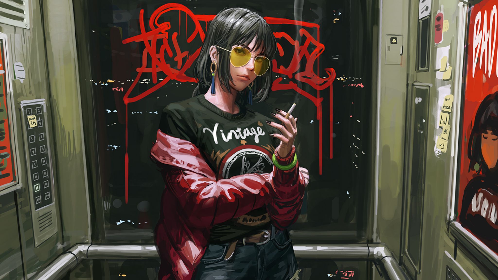 desktop wallpaper: Anime, Girl, Smoking