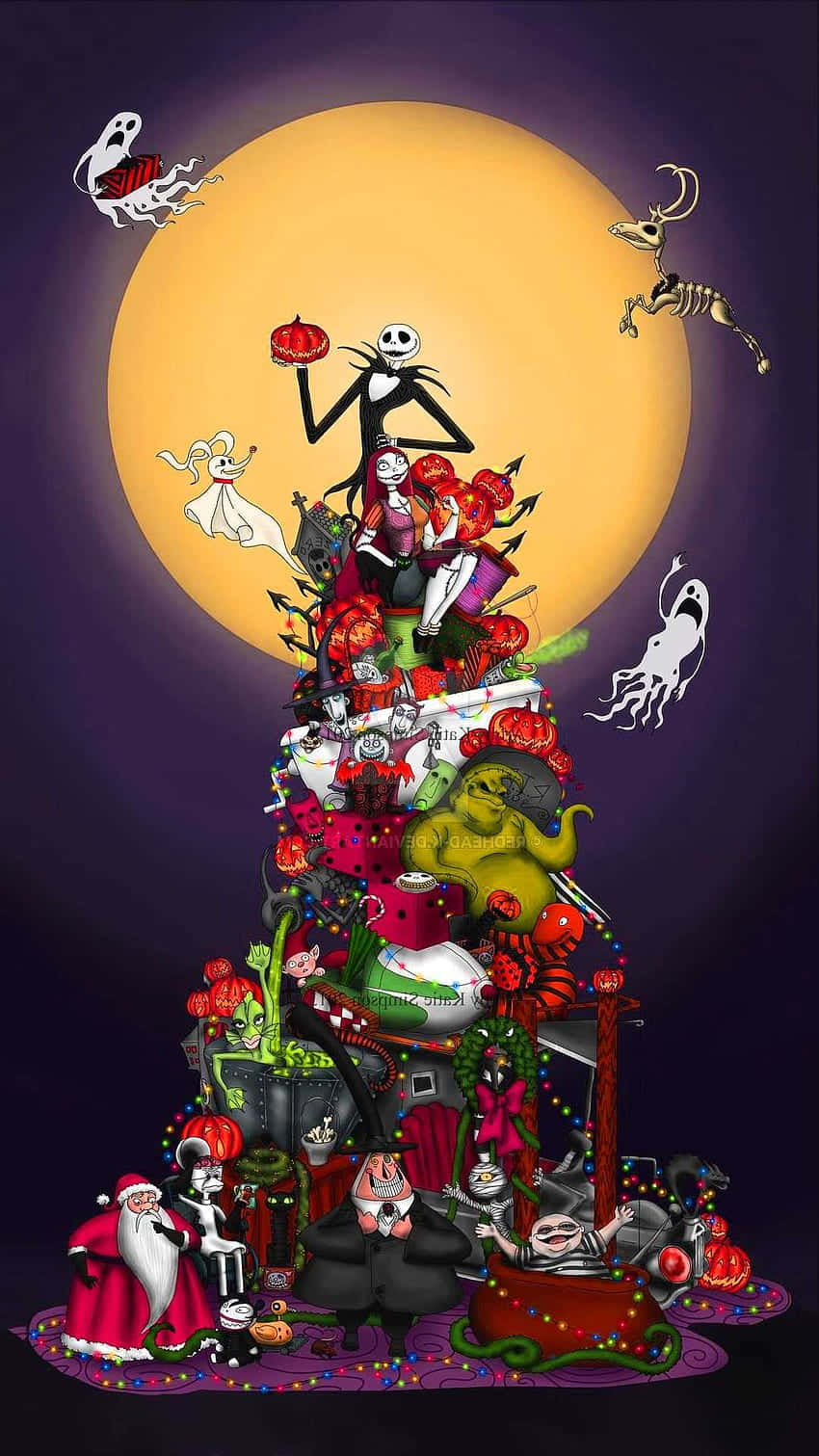 Download Image Tim Burton's Classic: Nightmare Before Christmas Phone Wallpaper