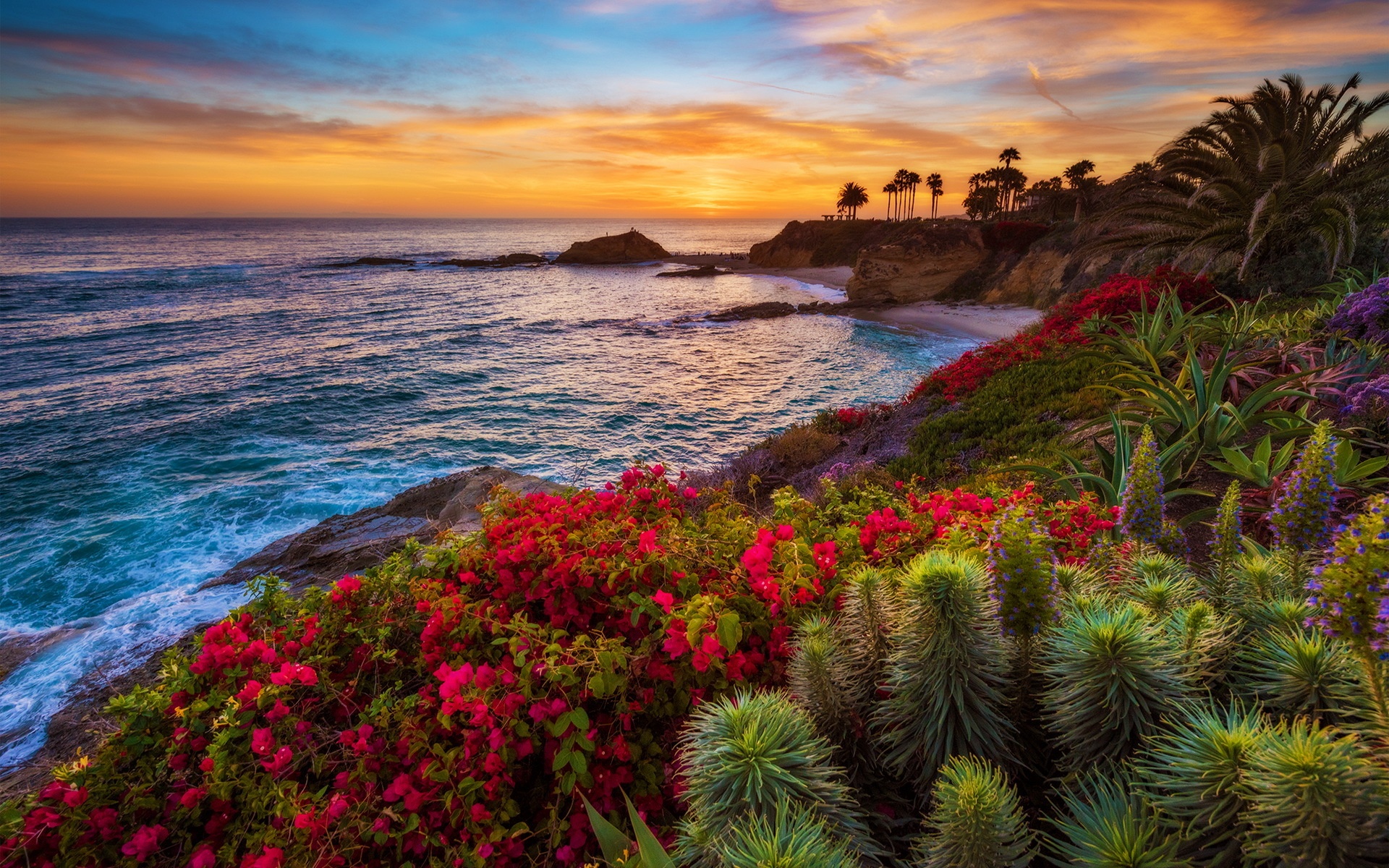 Wallpaper sunset, California, Laguna Beach for mobile and desktop, section пейзажи, resolution 1920x1200
