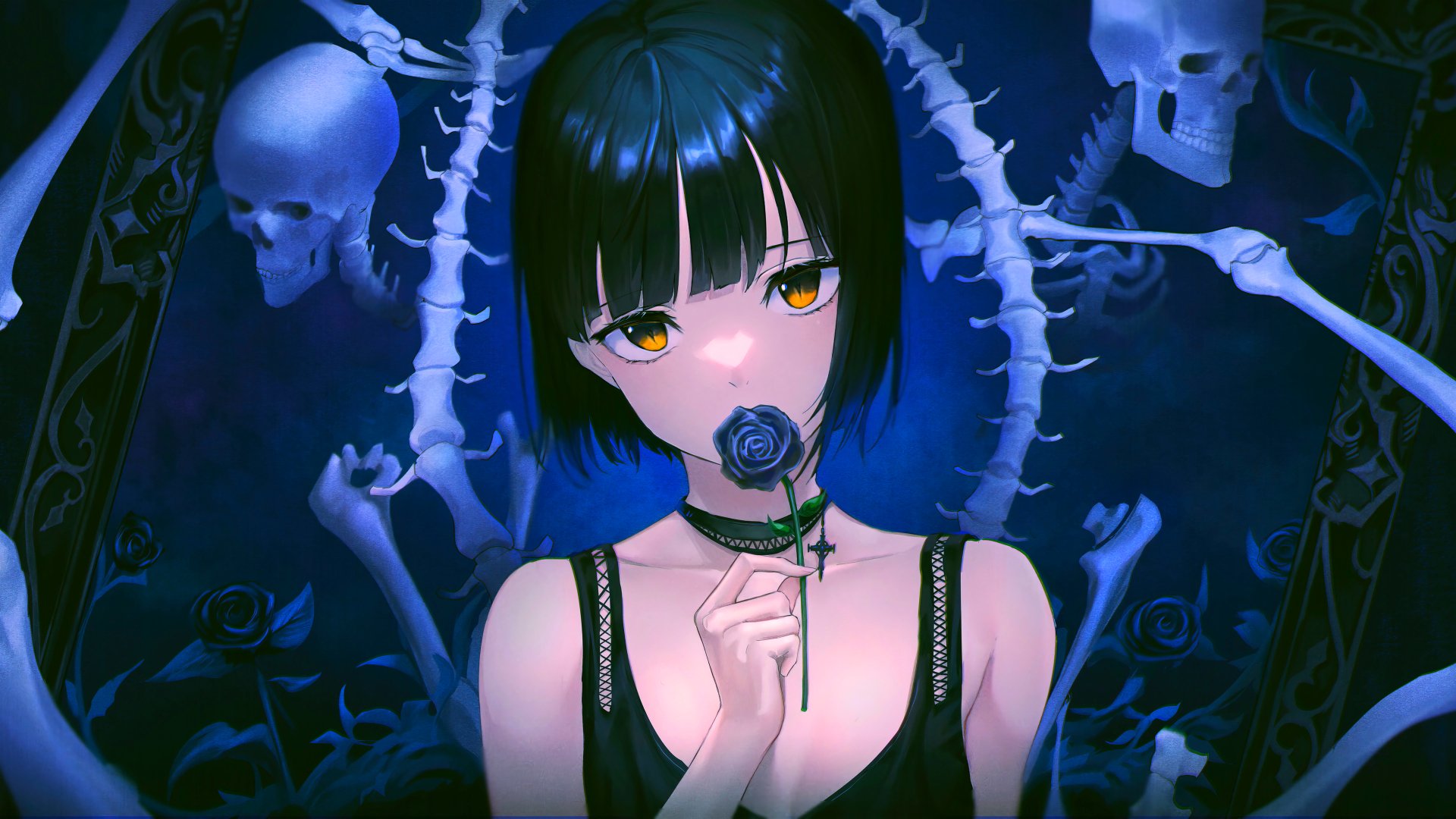 Download Anime Anime Girl Black Rose Gothic Anime Bones 4k Ultra HD Wallpaperx2160